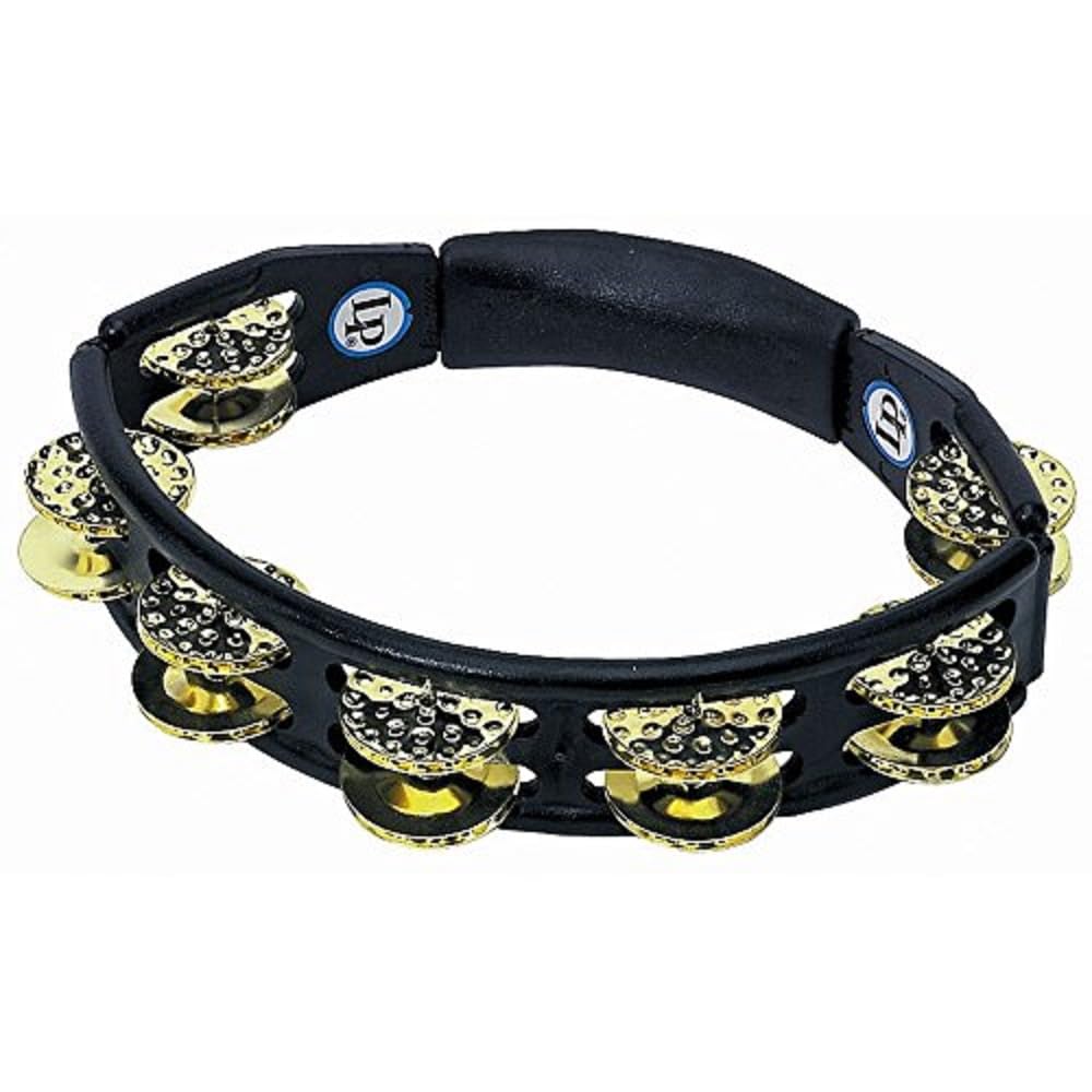 LP174 Cyclops, Dimpled Brass Jingles, Black, Hand Held Tambourine - Image 2