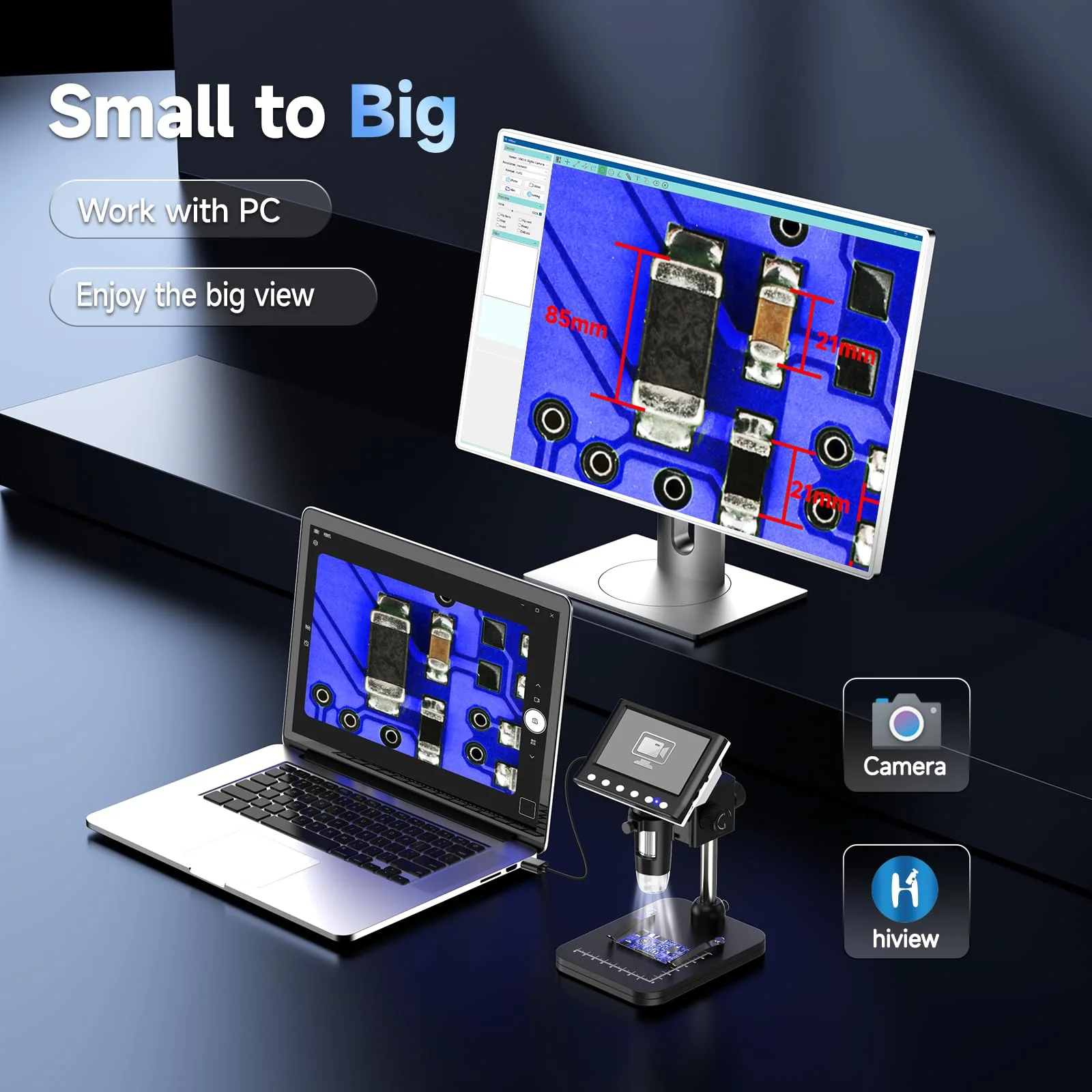 LPM7 4.3" Coin Microscope, IPS Digital Microscope for Adults, Coin Magnifier with 8 LED Lights, Windows Compatible, Include 32GB Memory Card LPM7-4.3“ USB microsccope - Image 6