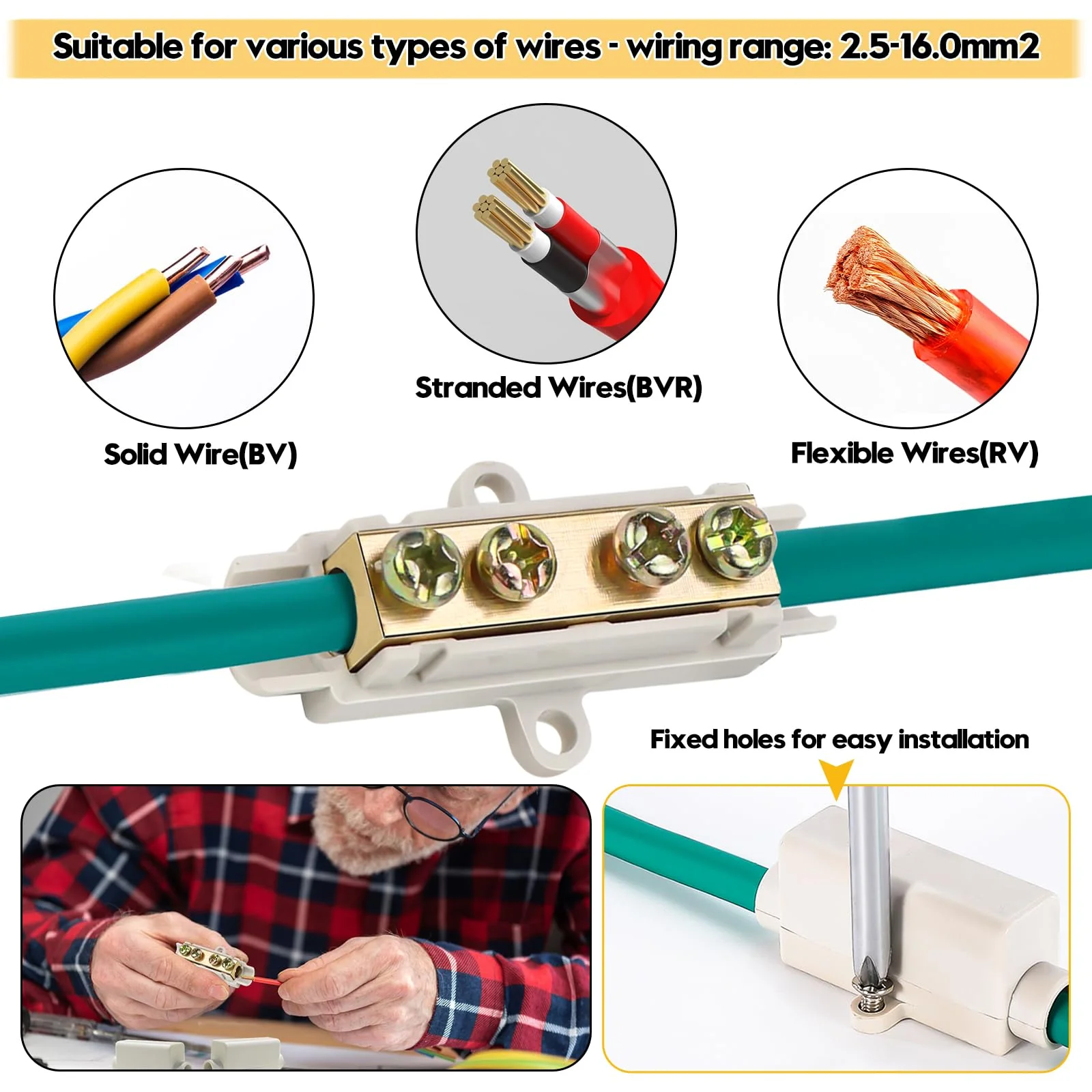 LPZMPZ Cable Connector Terminal Strip for 2.5 to 16 mm² Wire Terminal Block Connection Clamps Conductor Clamps Electric Main Cable Branch Terminal Terminal Terminal 1000 V 100 A - Image 6
