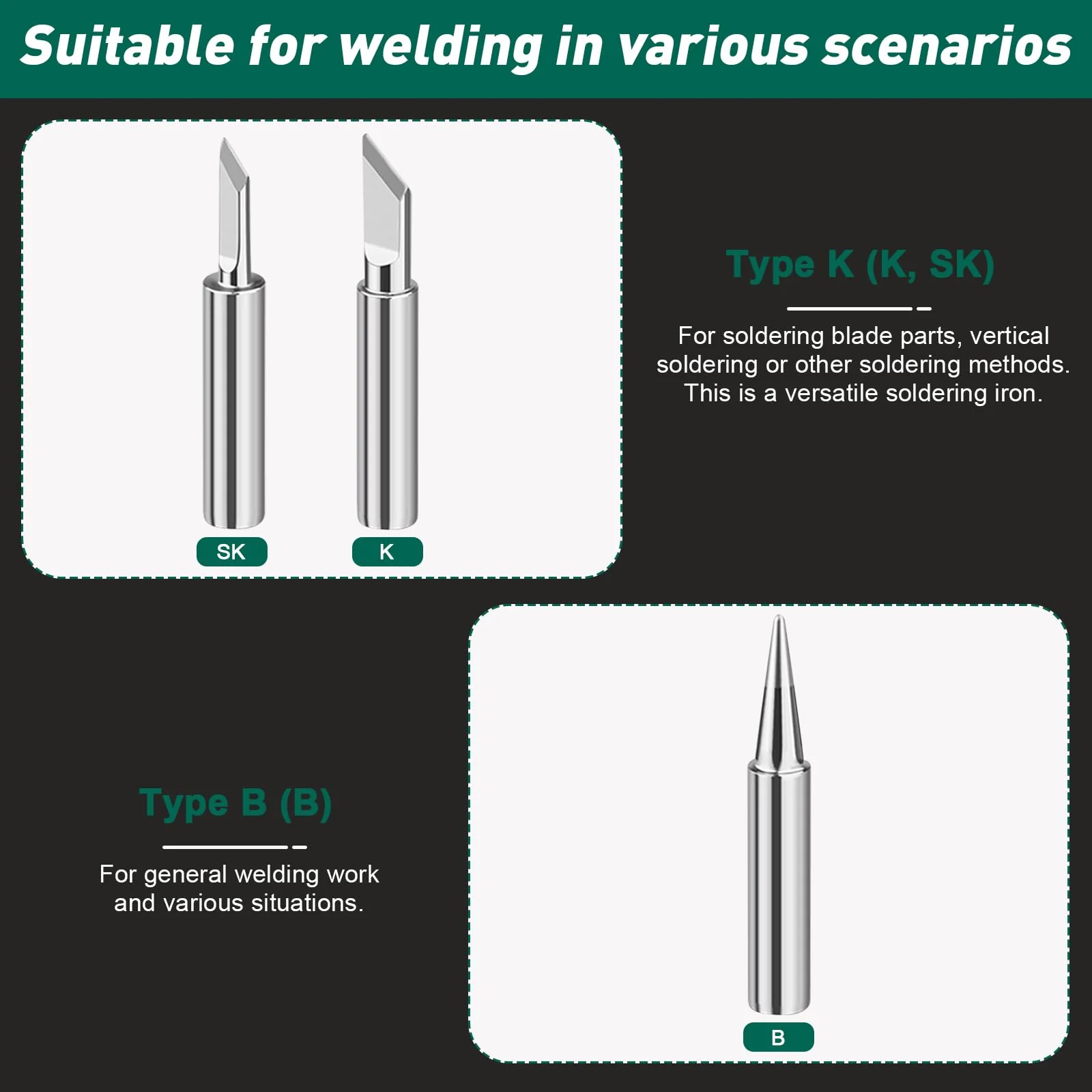 LPZMPZ Soldering Iron Set, 900 m Soldering Tips, Soldering Iron Tips, Lead-Free Soldering Tip, Compatible with Hakko, Yihua, Atten & More, for Soldering Station, Welding, Soldering etc. (Silver) 900M-T - Image 5