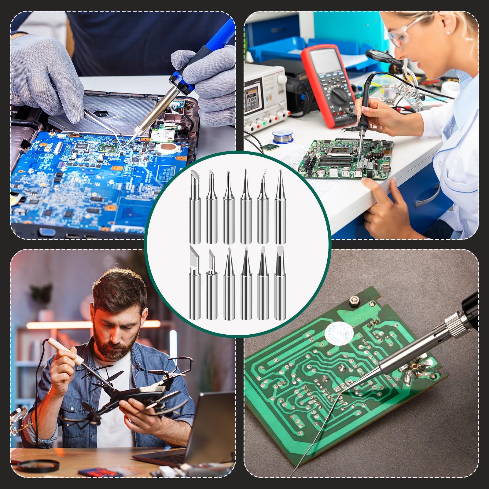 LPZMPZ Soldering Iron Set, 900 m Soldering Tips, Soldering Iron Tips, Lead-Free Soldering Tip, Compatible with Hakko, Yihua, Atten & More, for Soldering Station, Welding, Soldering etc. (Silver) 900M-T - Image 7