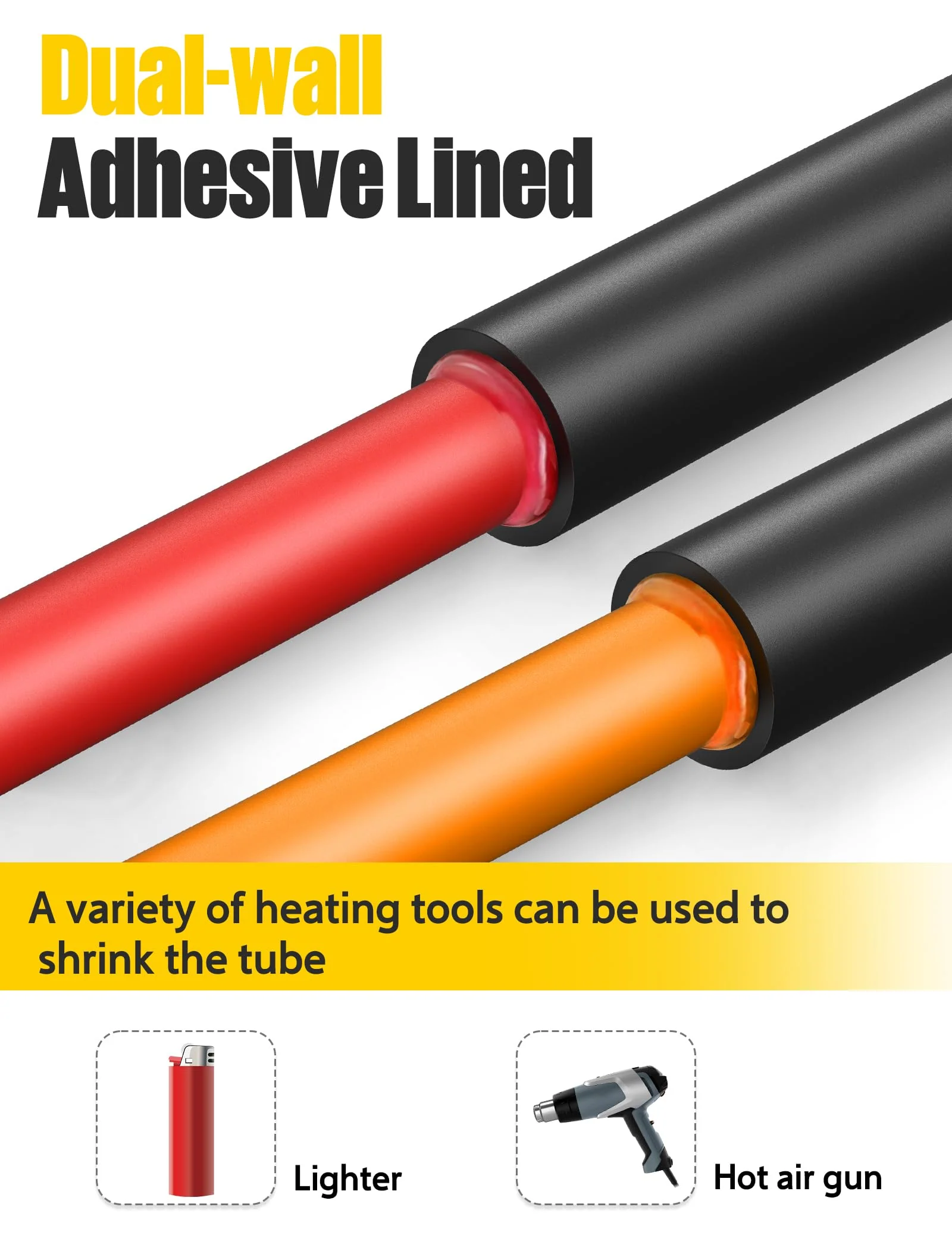 Lsnisni Heat Shrink Tubing 4:1 Diameter 12/16/20/32/40 mm, Heat Shrink Tubing with Adhesive, Heat Shrink Tubing, Black (Diameter 12 mm, 2 m) - Image 2