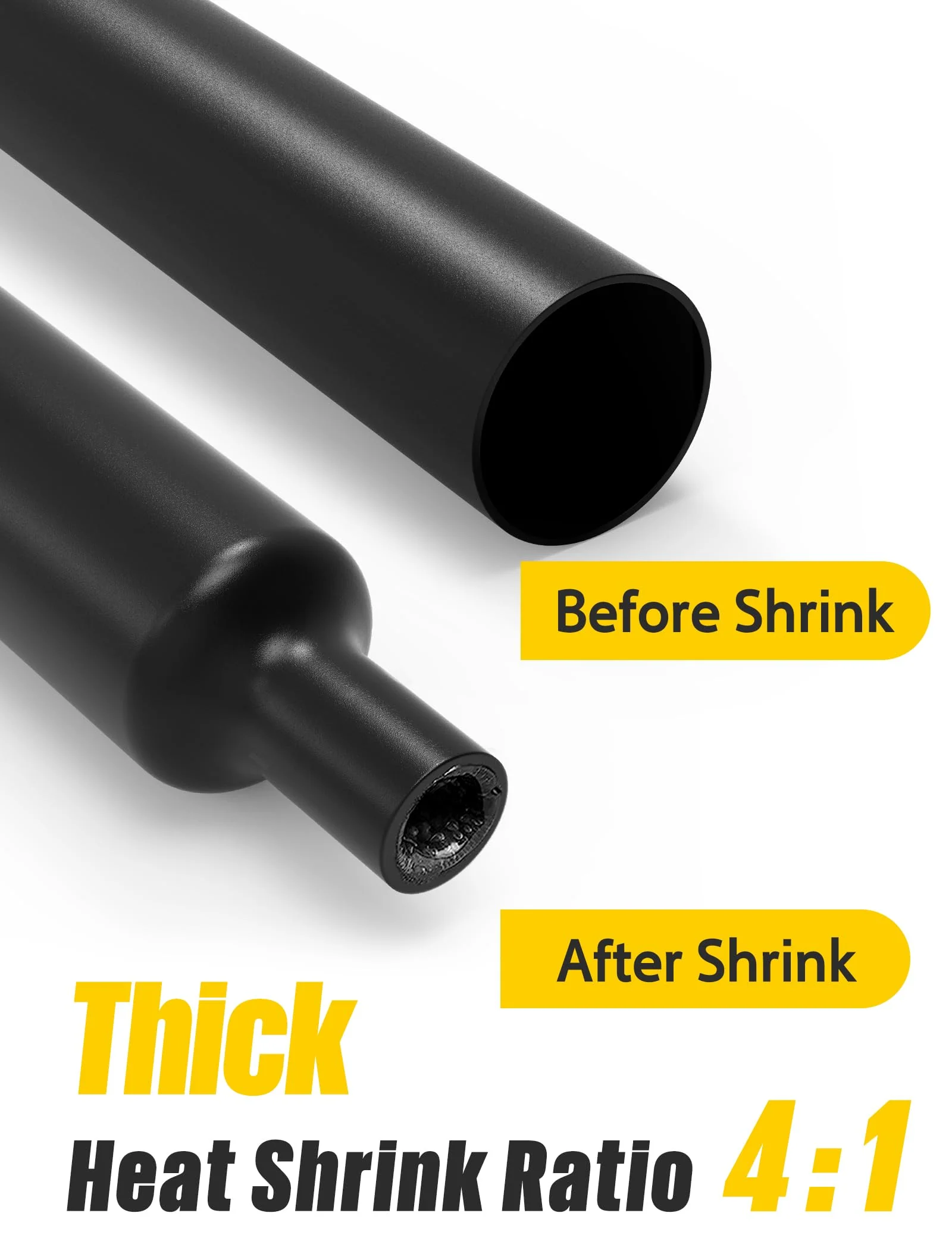 Lsnisni Heat Shrink Tubing 4:1 Diameter 12/16/20/32/40 mm, Heat Shrink Tubing with Adhesive, Heat Shrink Tubing, Black (Diameter 12 mm, 2 m) - Image 3
