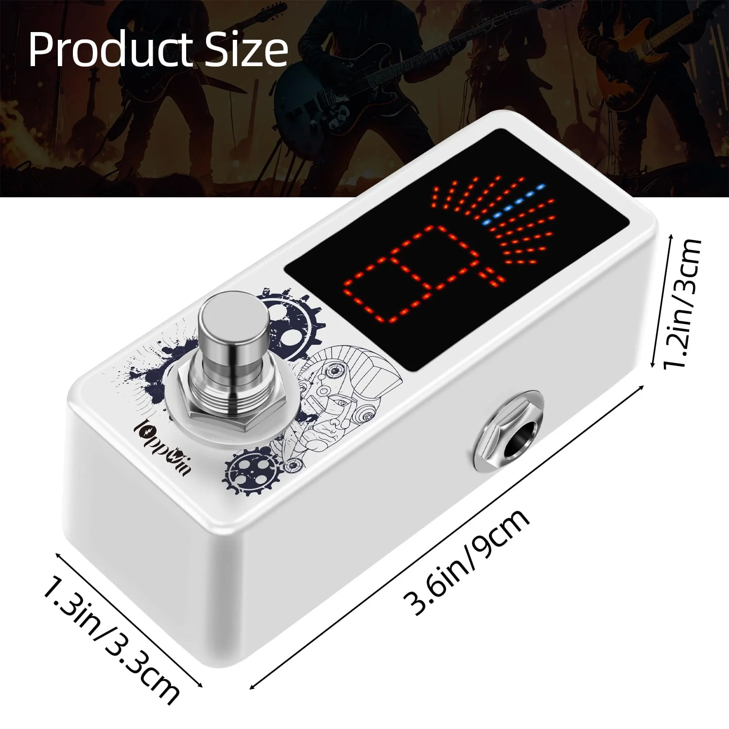 LT-910 Chromatic Tuner with LED Display & Precise Strobe Mode (0.1% Accuracy) - Metal Shell, True Bypass, Compact Design for Guitar/Bass/Violin - Image 3