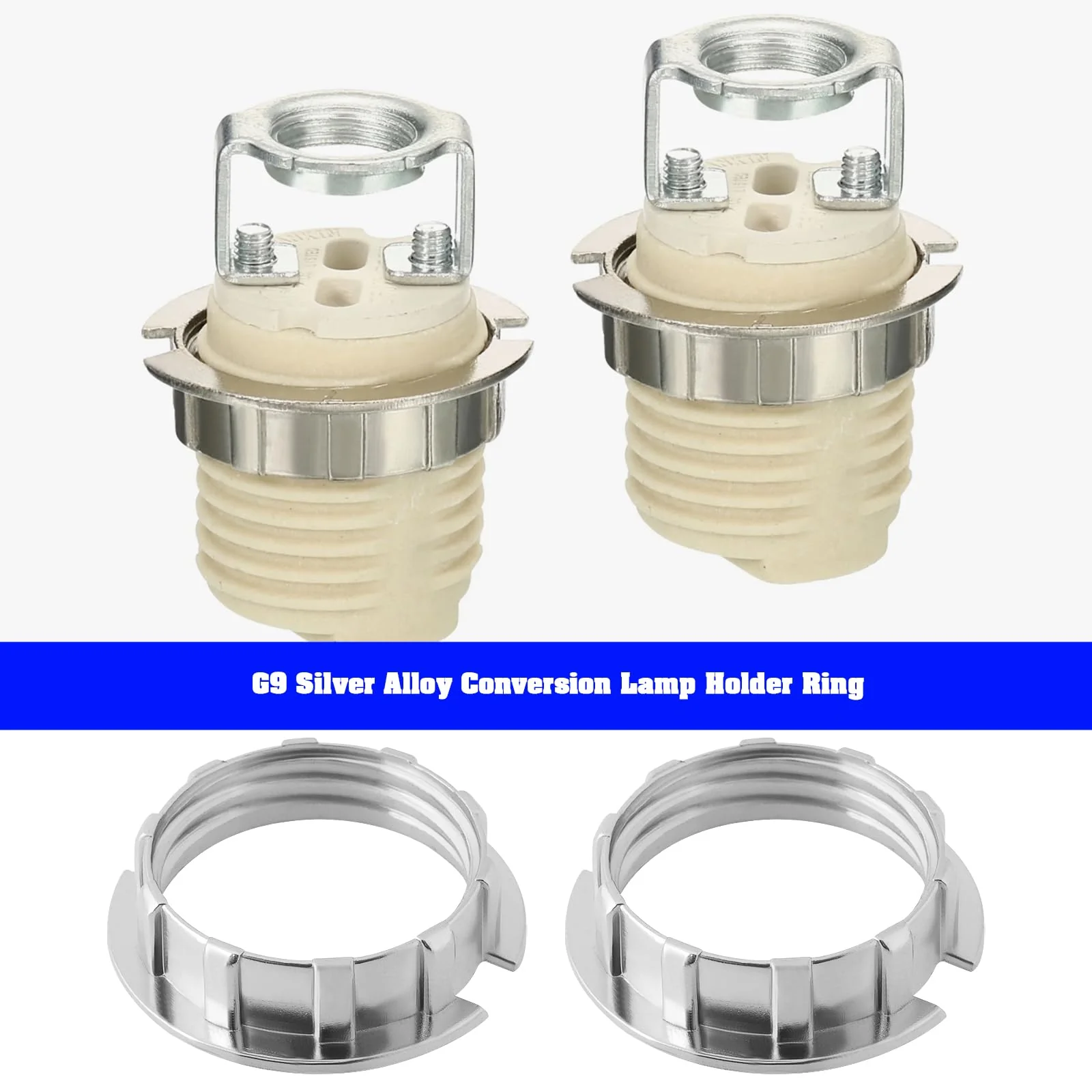 LT Easiyl 8x G9 Silver Alloy Conversion Lamp Holder Ring Suitable for 3/4 Inch Diameter Lamp Shade Holder Table Adapter G9 Lamp Shade Reduction Ring - Image 2