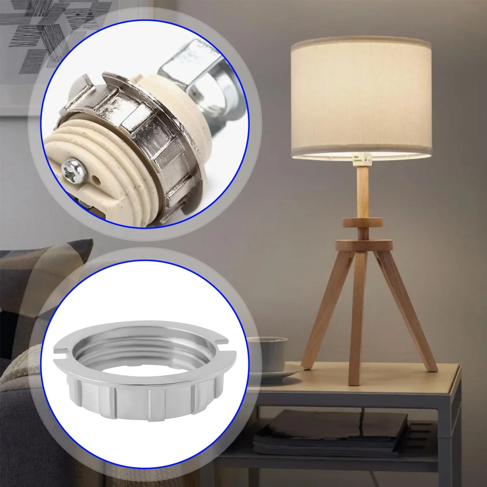 LT Easiyl 8x G9 Silver Alloy Conversion Lamp Holder Ring Suitable for 3/4 Inch Diameter Lamp Shade Holder Table Adapter G9 Lamp Shade Reduction Ring - Image 3