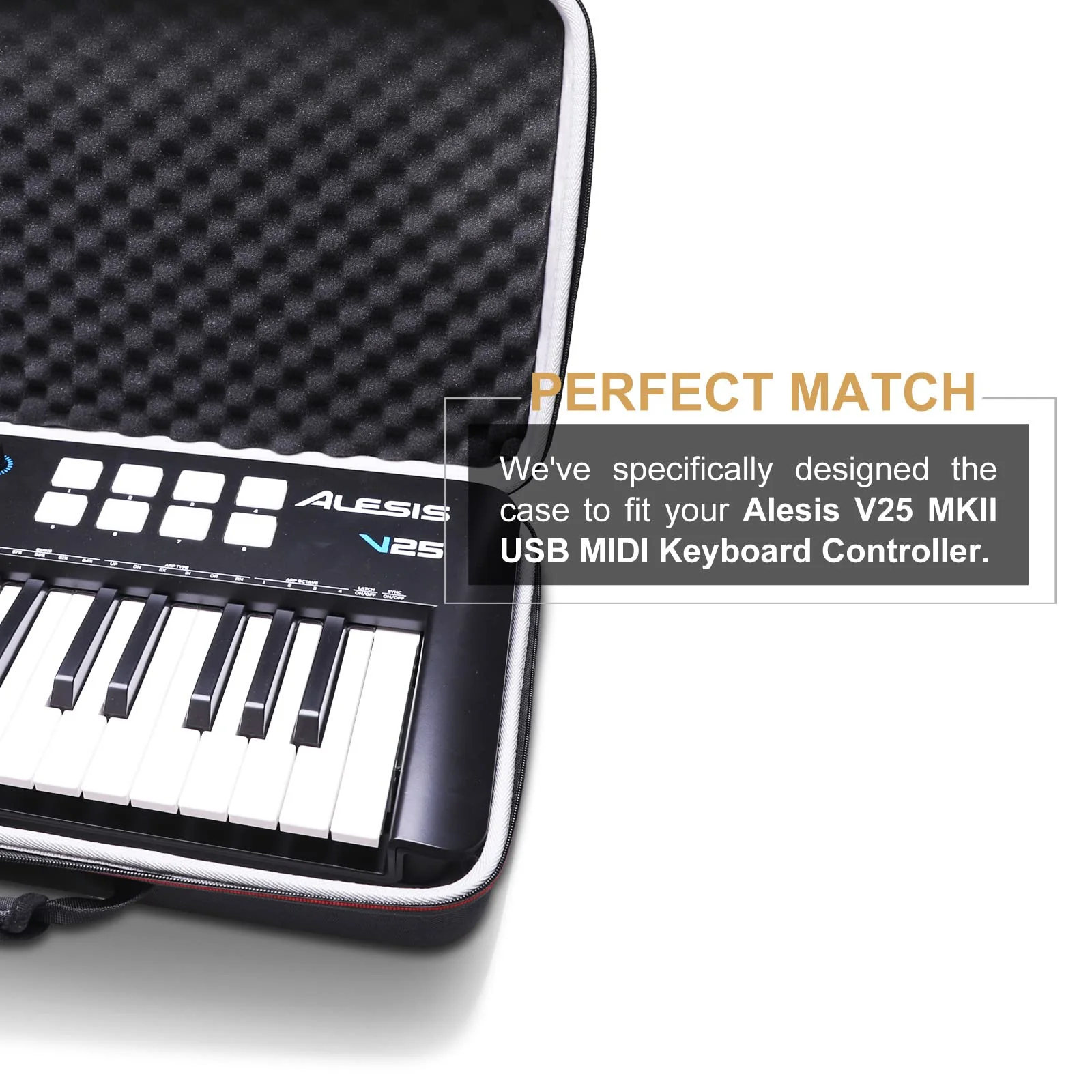 LTGEM Controller Case for Alesis V25 MKII USB MIDI Keyboard Controller Hard Storage Travel Protective Carrying Bag Alesis V25 MKII Case - Image 2