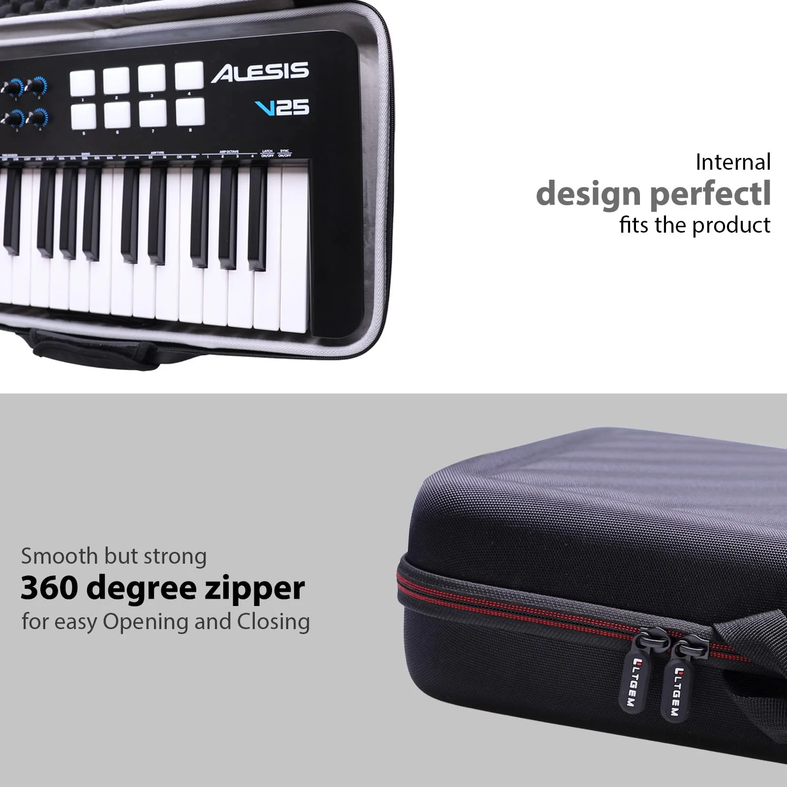 LTGEM Controller Case for Alesis V25 MKII USB MIDI Keyboard Controller Hard Storage Travel Protective Carrying Bag Alesis V25 MKII Case - Image 8