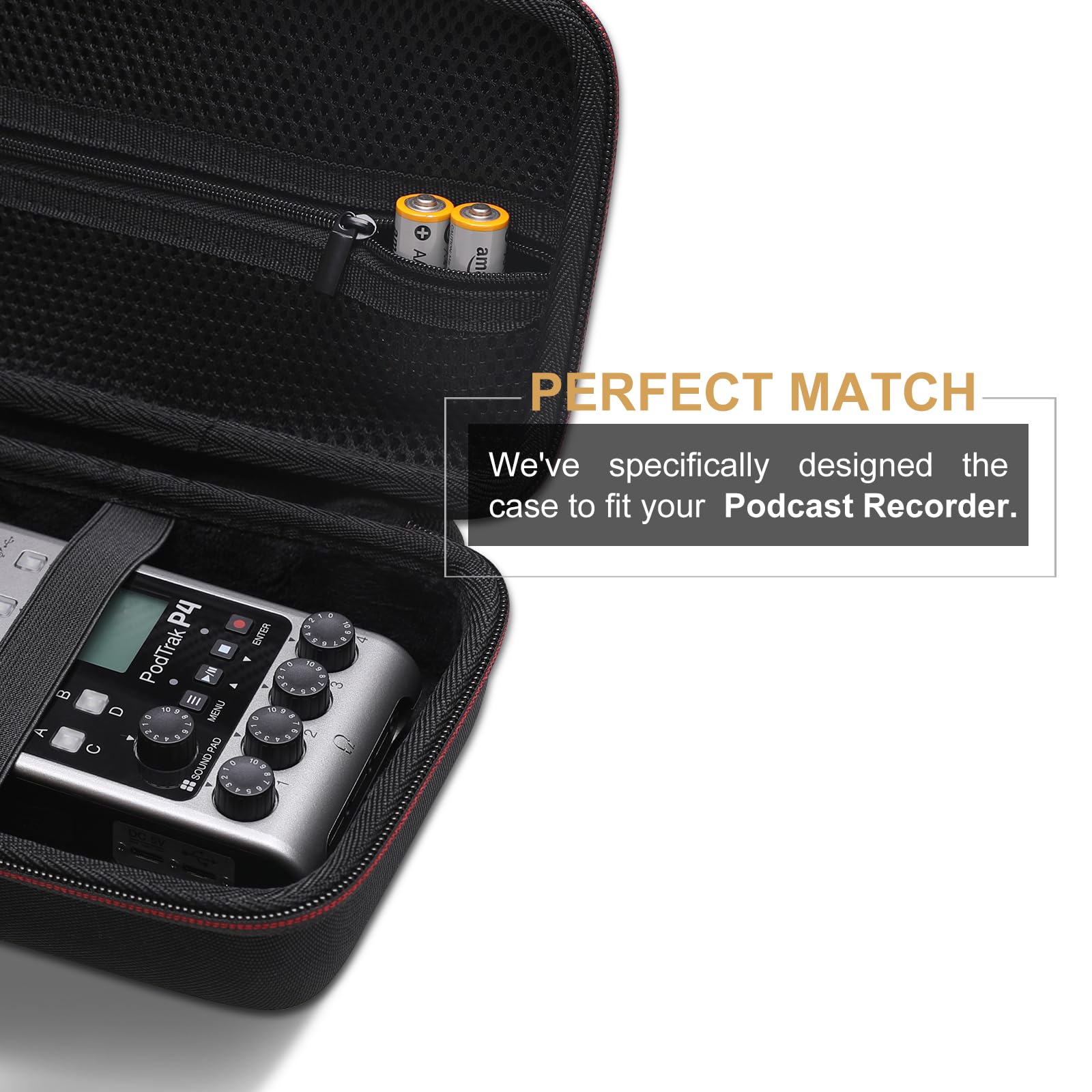 LTGEM Hard Travel Case Compatible with Zoom PodTrak P4 Podcast Recorder - Image 3