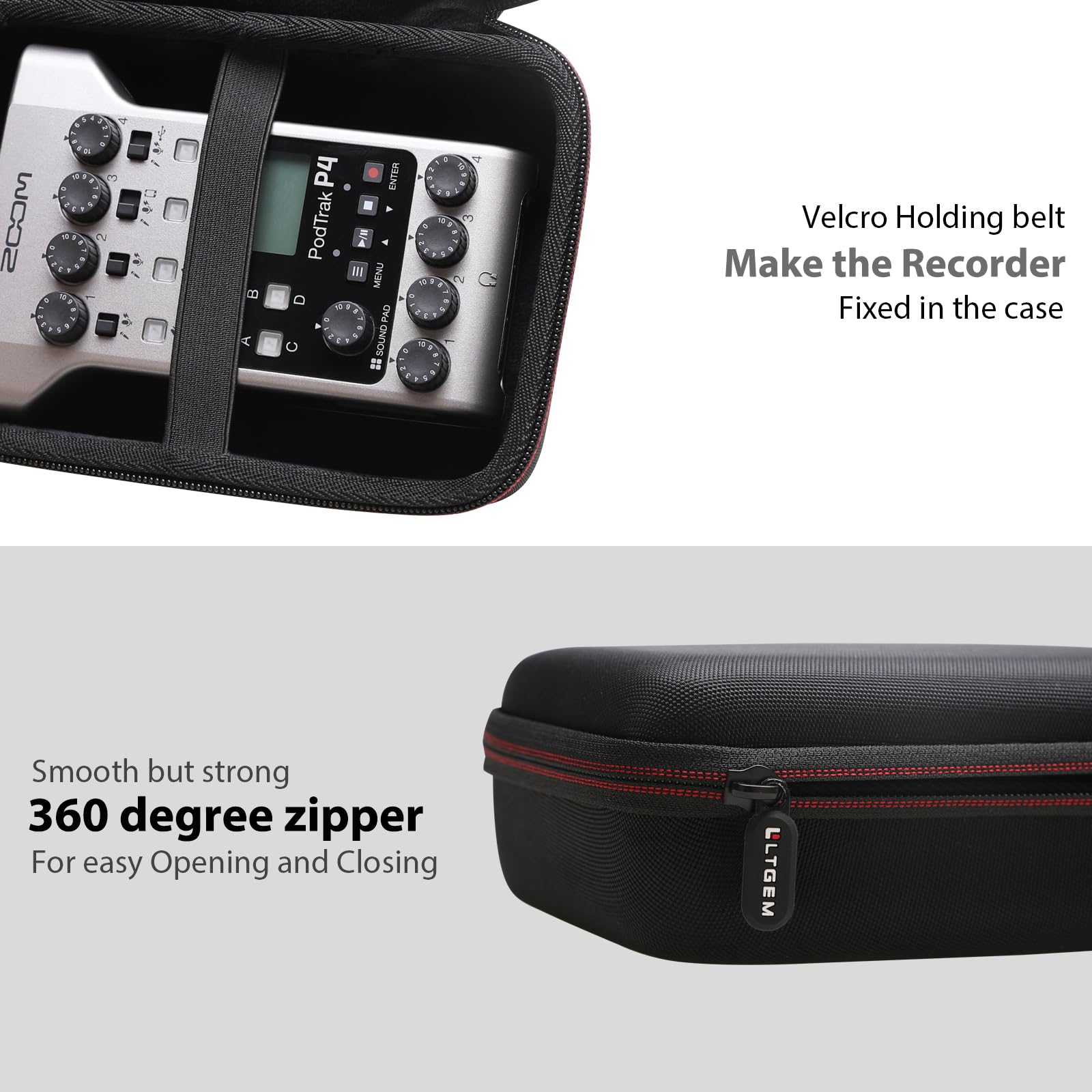 LTGEM Hard Travel Case Compatible with Zoom PodTrak P4 Podcast Recorder - Image 5