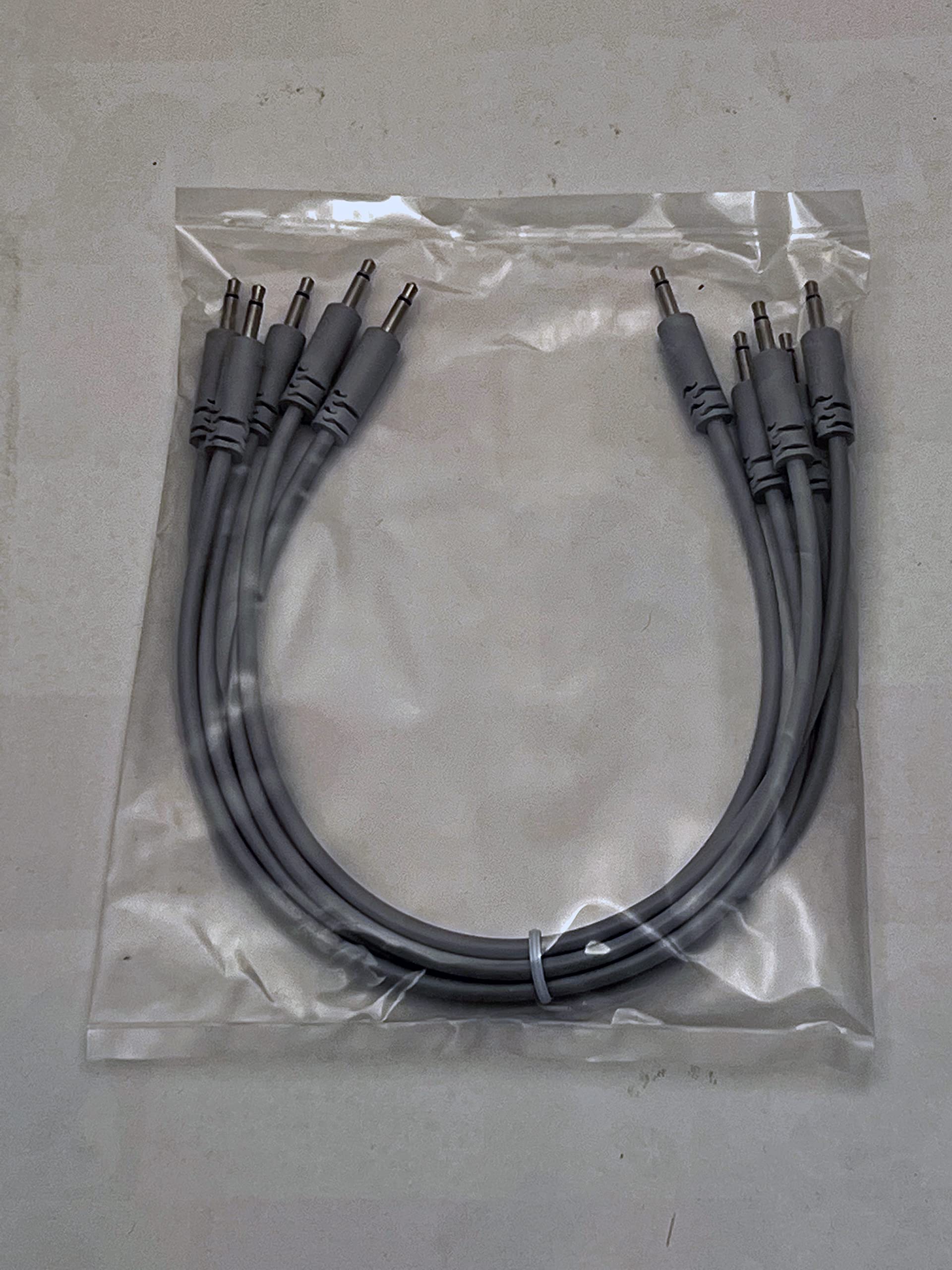 Luigis Modular Supply Spaghetti Eurorack Patch Cables - Package of 5 Light Gray Cables, 12 (30 cm) - Image 4