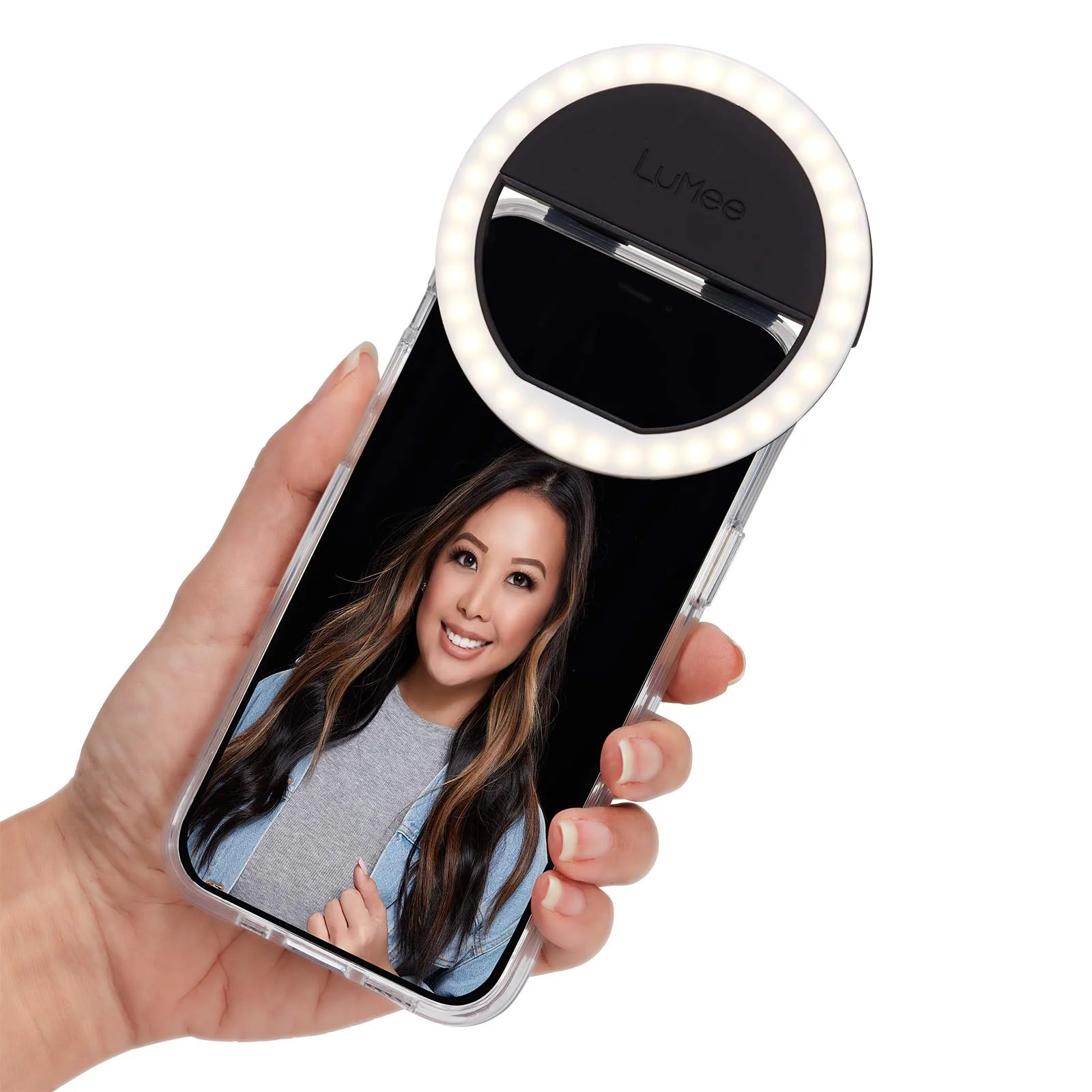 LuMee Studio Clip Light - LED Ring Light for Laptops, Monitors, Smartphones, Tablets - Portable and Rechargeable - Black - Image 4