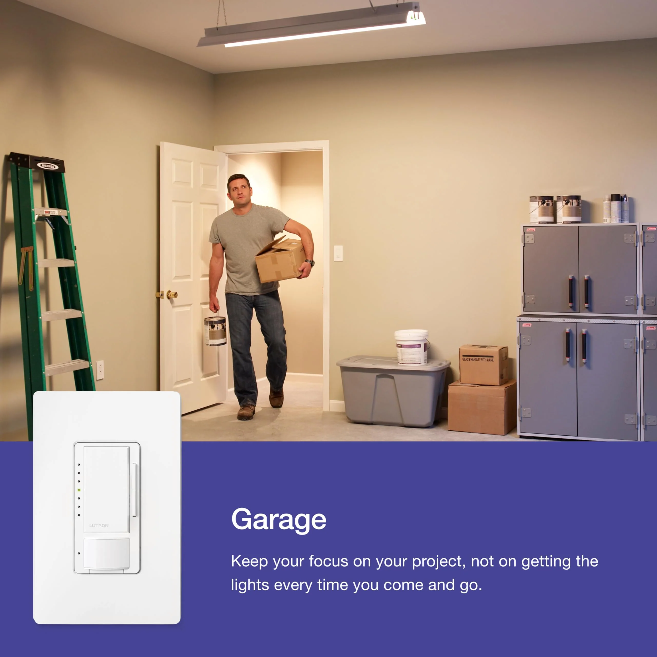 Lutron Maestro Motion Sensor Dimmer Switch for Bathroom, Garage, Laundry Room, and Closet, Occupancy and Vacancy Sensor, Single-Pole/Multi-Location, No Neutral Req, MSCL-OP153M-BL, Black 1 Pack - Image 6