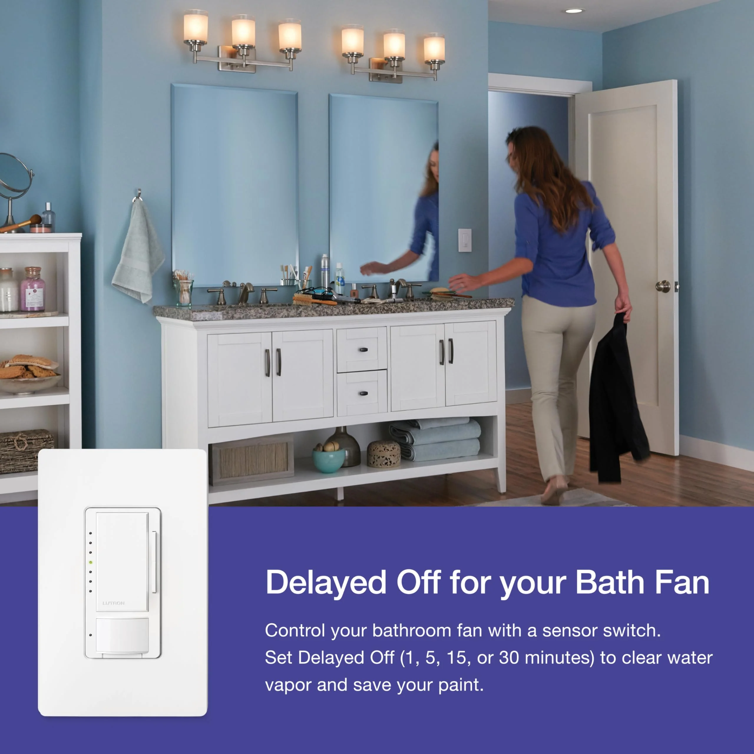Lutron Maestro Motion Sensor Dimmer Switch for Bathroom, Garage, Laundry Room, and Closet, Occupancy and Vacancy Sensor, Single-Pole/Multi-Location, No Neutral Req, MSCL-OP153M-BL, Black 1 Pack - Image 9