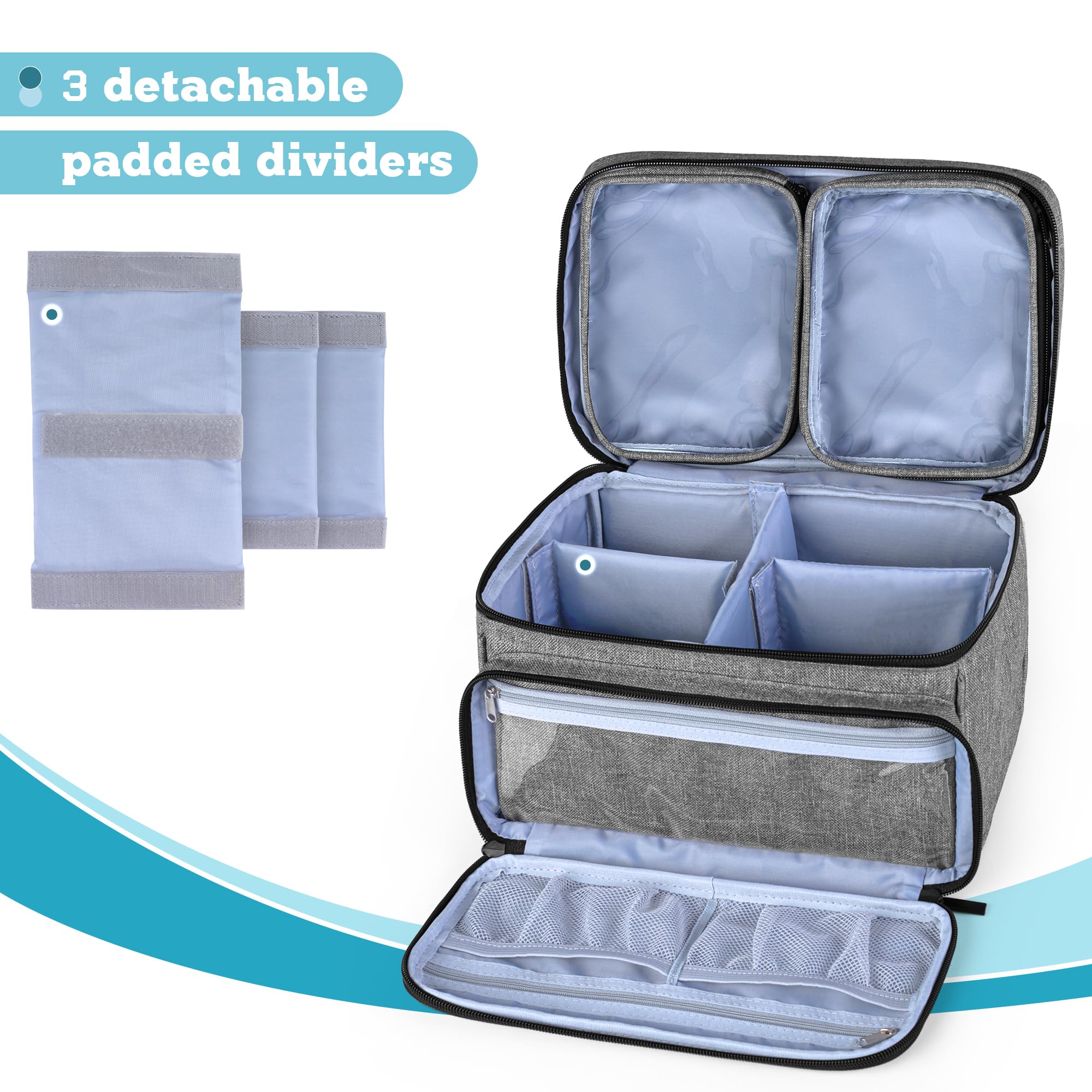 Luxja Medical Bag, Emergency Bag for Medical Accessories, Medicine Bag for Travel, Medical Bag for First Aid Kits, Grey Gray - Image 3