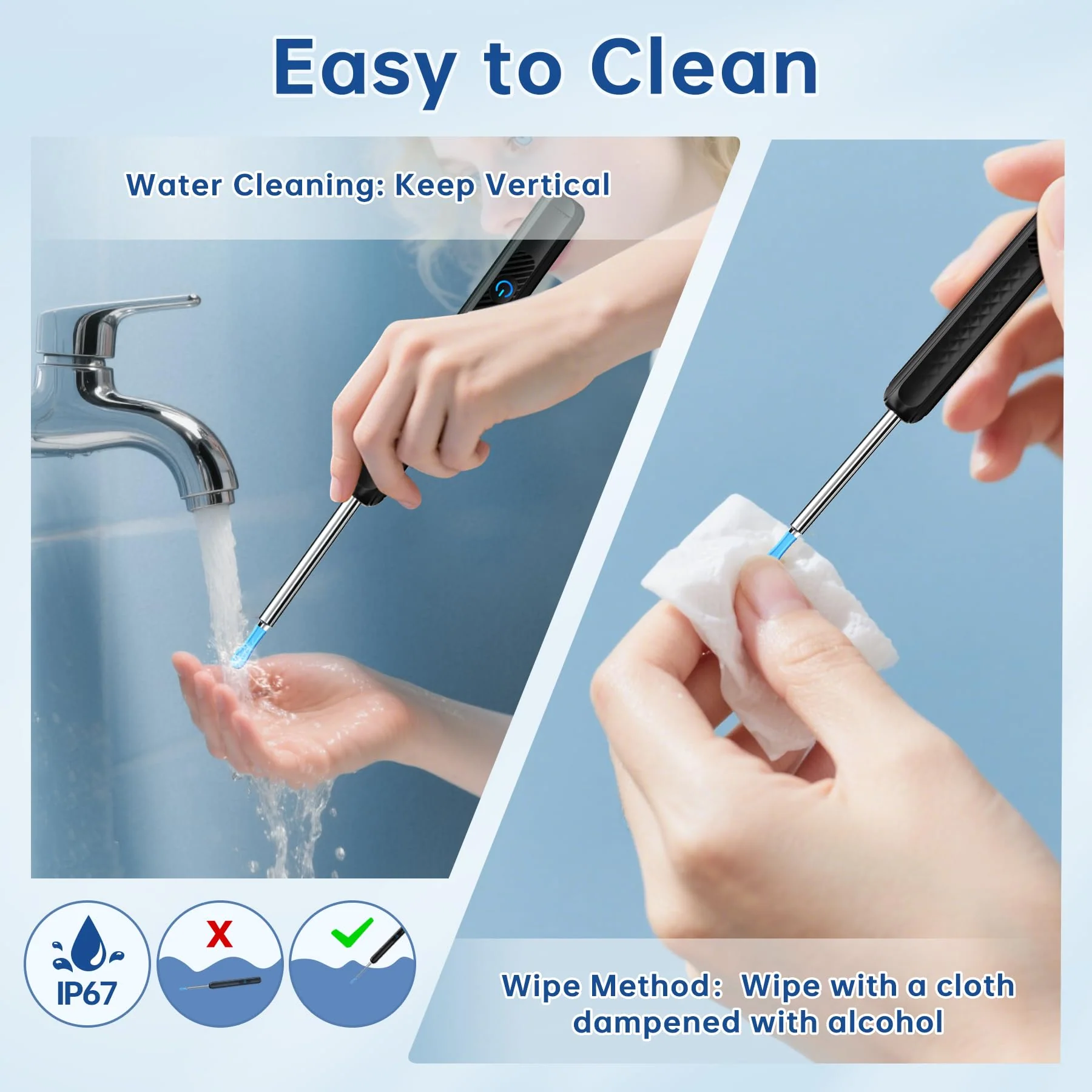 LUZOON 1296P Wifi Ear Wax Remover Otoscope, 360° Wide Angle Otoscope Camera with 6 LEDs for Adults, IP67 Waterproof Otoscope Ear for iPhone, Android, iPad - Image 6