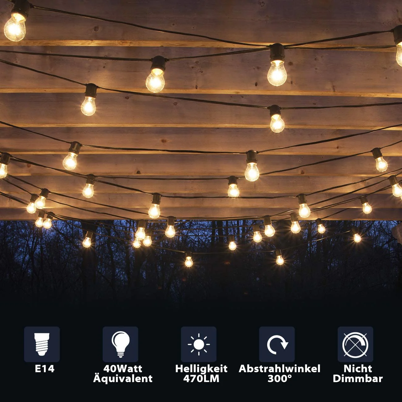 LVWIT E14 LED Lampe P45 Tropfenform, 4W (ersetzt 40W), 2700K Warmweiß Fadenlampe ultrahell 470 lm, Mini Globe, Rustikalampe Filament LED klar, 6er Pack 6 - Image 2