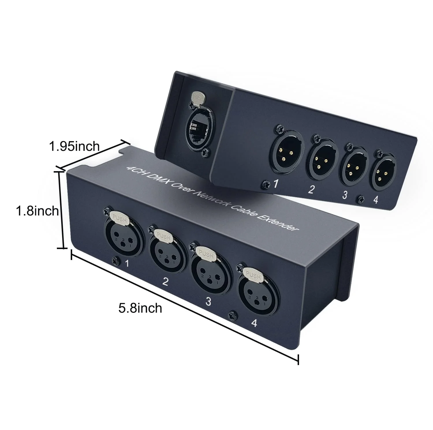 LVY 4 Channel DMX Over Network Cable Extender 3-Pin XLR Male and Female to Ethercon Cable Channels Over RJ45 Cat5/Cat6 Ethercon Cable Extend Compact Snake Receiver- XLR AES Receiver Snake Box 3.3 ft ( A pair) - Image 6