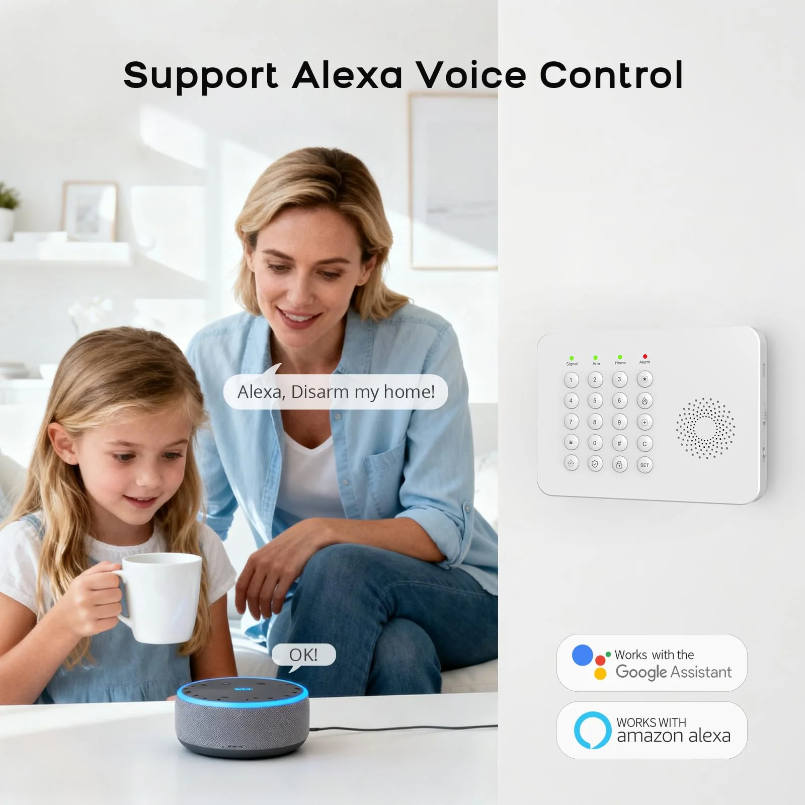 LWOHSI Home Security Systems,Wireless DIY Burglar Alarm Kits,Smart Home Alarm System with Window/Door Sensor,PIR Motion Detector,Voice Control with Alexa and Google,4G SMS/Tuya App Alerts (A02F-US-C) A02F-US-C - Image 4