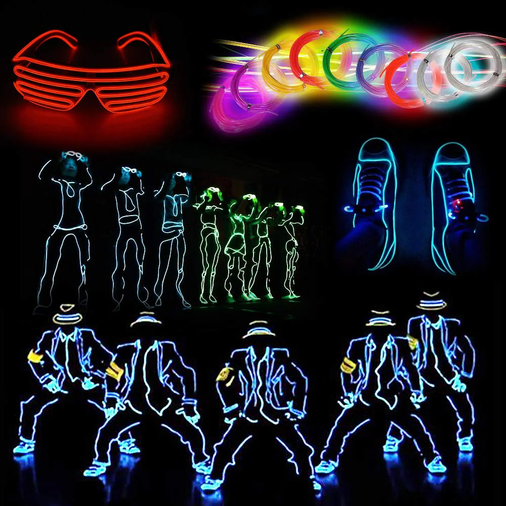lychee EL Wire Neon Glowing Strobing Electroluminescent Light El Wire w/Battery Pack for Parties, Halloween Decoration (Purple, 9ft) Purple - Image 7