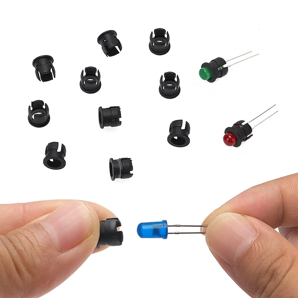 Lyeteung 150 pieces 5 mm plastic black LED diode holder, LED lamp holder, clip bezel mounting diode holder, LED socket, LED mounting clip 5mm Kunststoff - C - Image 3