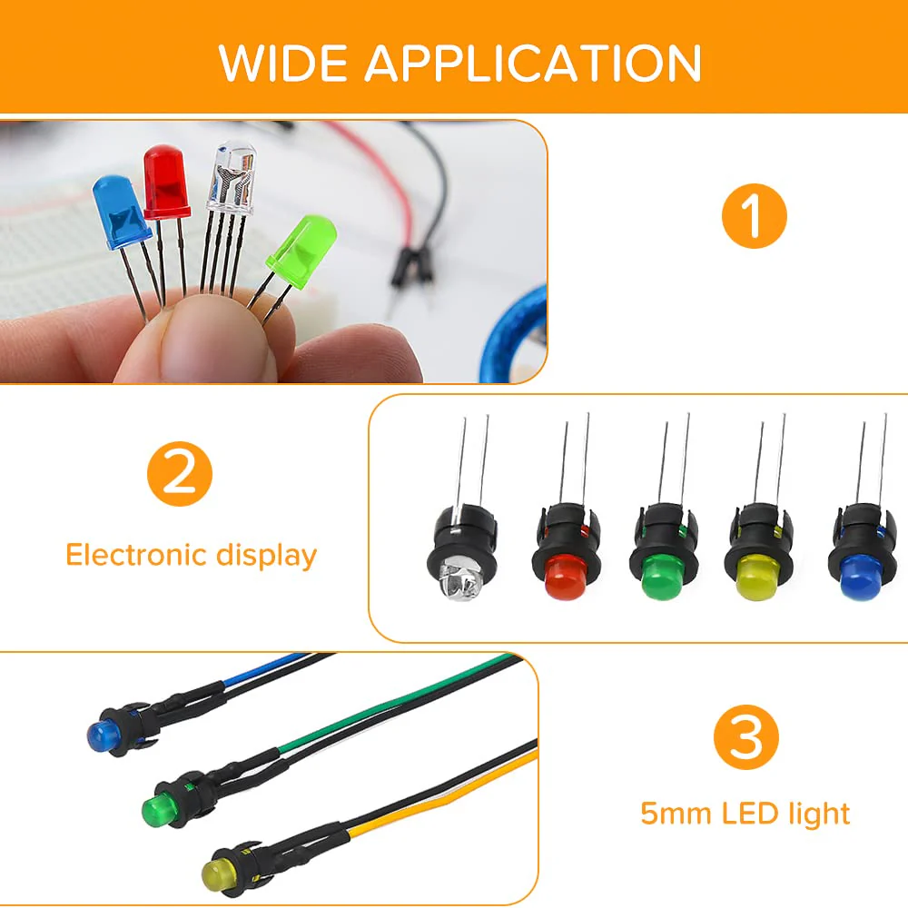 Lyeteung 150 pieces 5 mm plastic black LED diode holder, LED lamp holder, clip bezel mounting diode holder, LED socket, LED mounting clip 5mm Kunststoff - C - Image 6