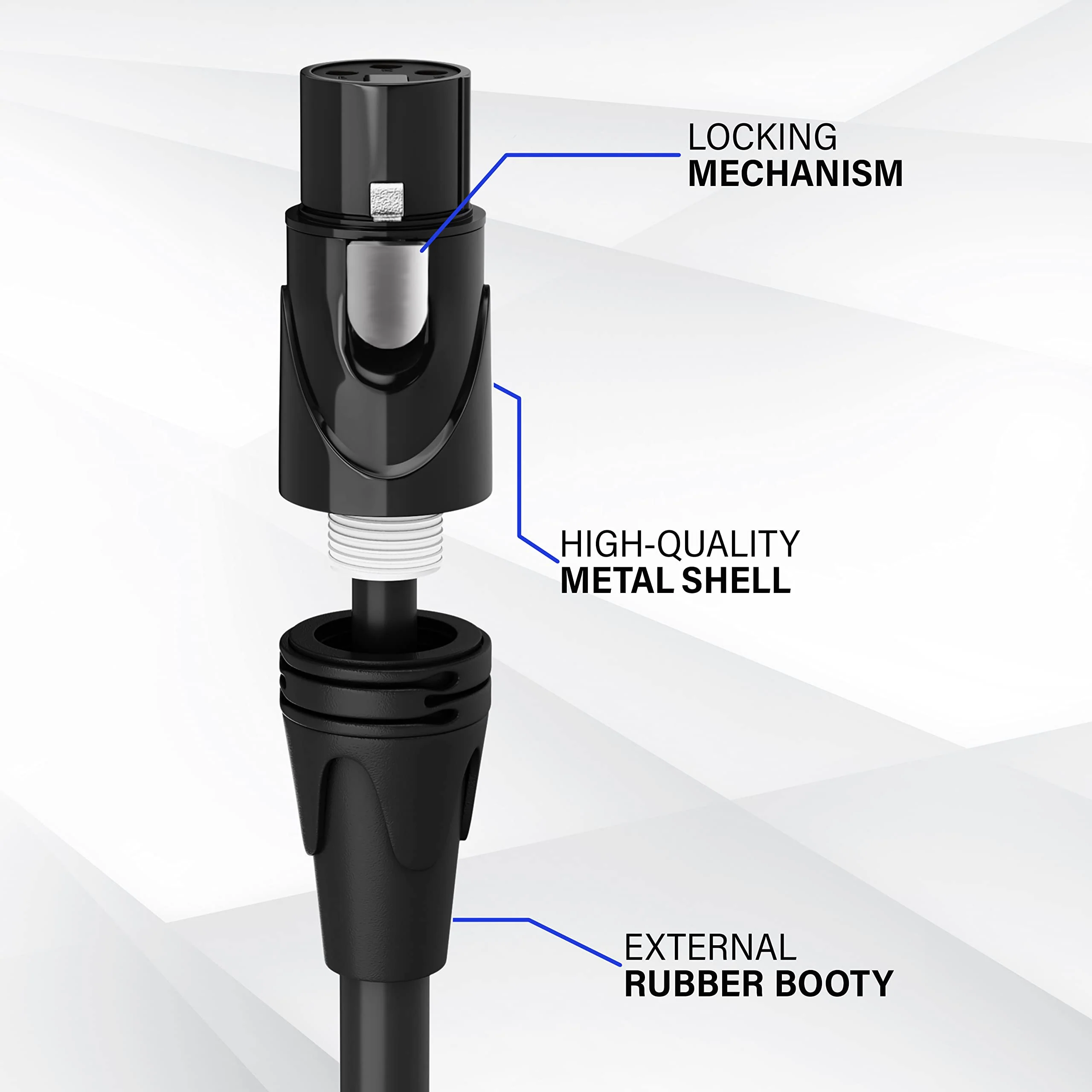 LyxPro 1.5 Feet Right Angle XLR Male to Female 3 Pin Mic Cord for Powered Speakers Audio Interface Professional Pro Audio Performance Camcorders DSLR Video Cameras and Recording Devices - Black 1.5 Ft. Angled Male - Image 3