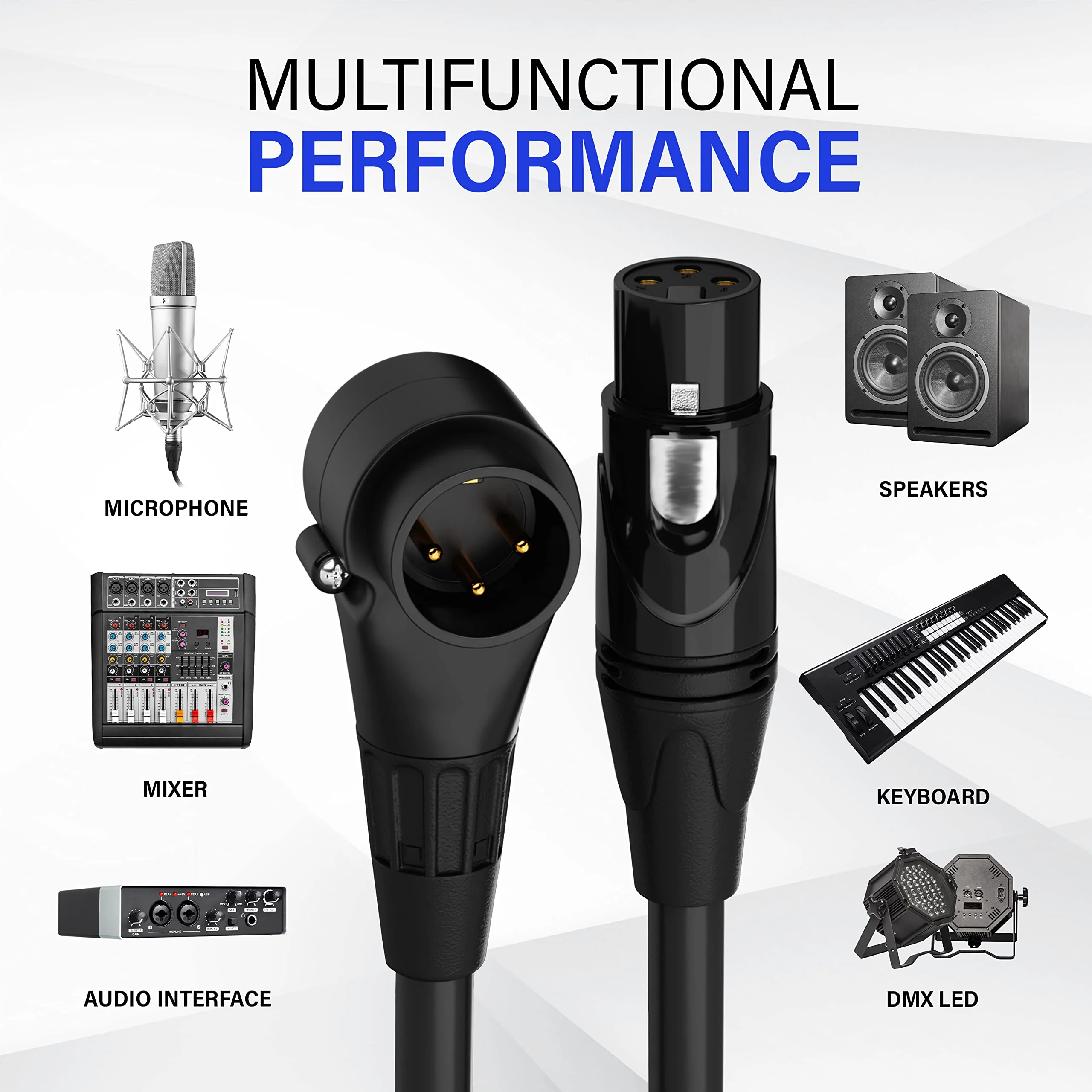 LyxPro 1.5 Feet Right Angle XLR Male to Female 3 Pin Mic Cord for Powered Speakers Audio Interface Professional Pro Audio Performance Camcorders DSLR Video Cameras and Recording Devices - Black 1.5 Ft. Angled Male - Image 6