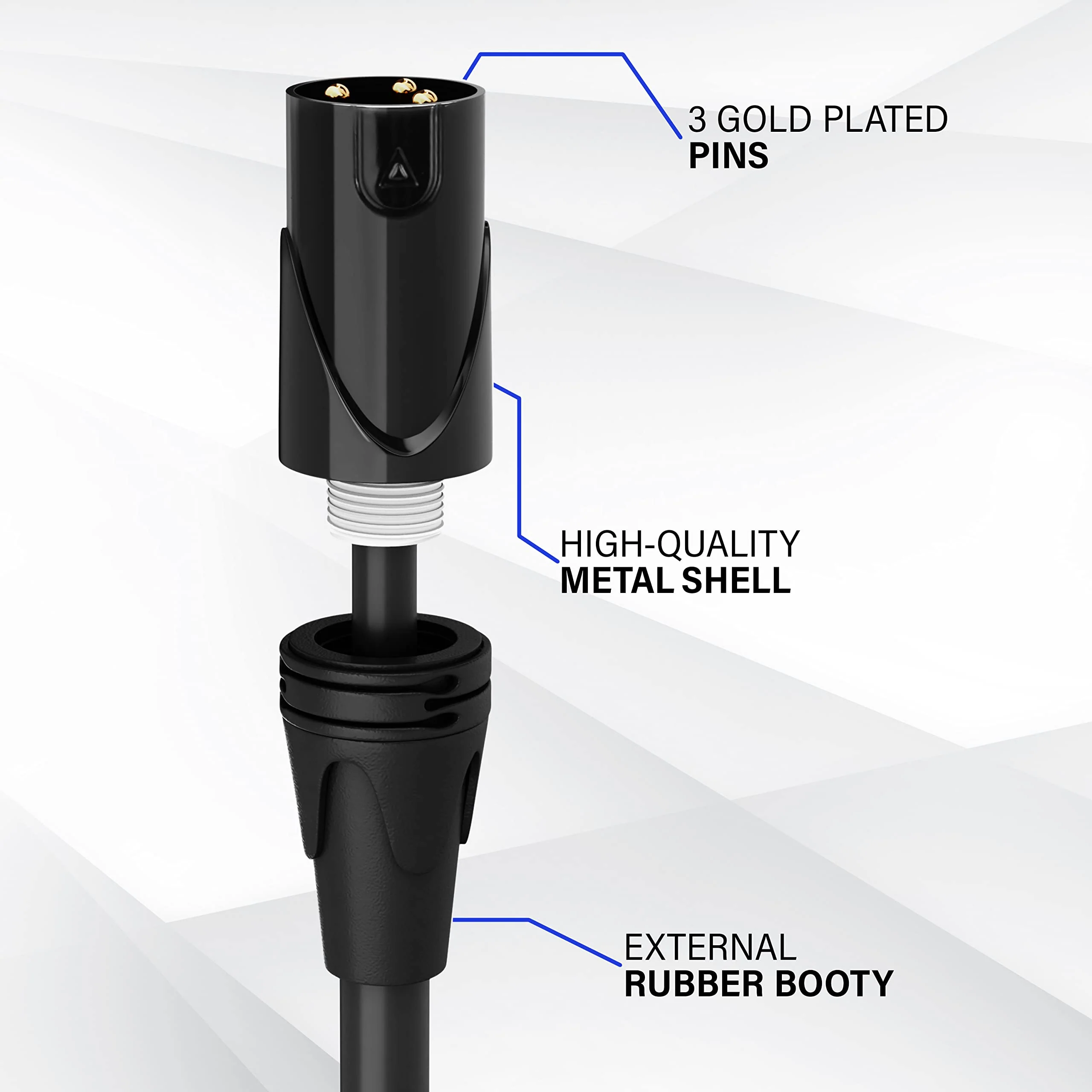 LyxPro 25 Feet Right Angle XLR Female to Male 3 Pin Mic Cord for Powered Speakers Audio Interface Professional Pro Audio Performance Camcorders DSLR Video Cameras and Recording Devices - Black 25 Ft. Angled Female - Image 3