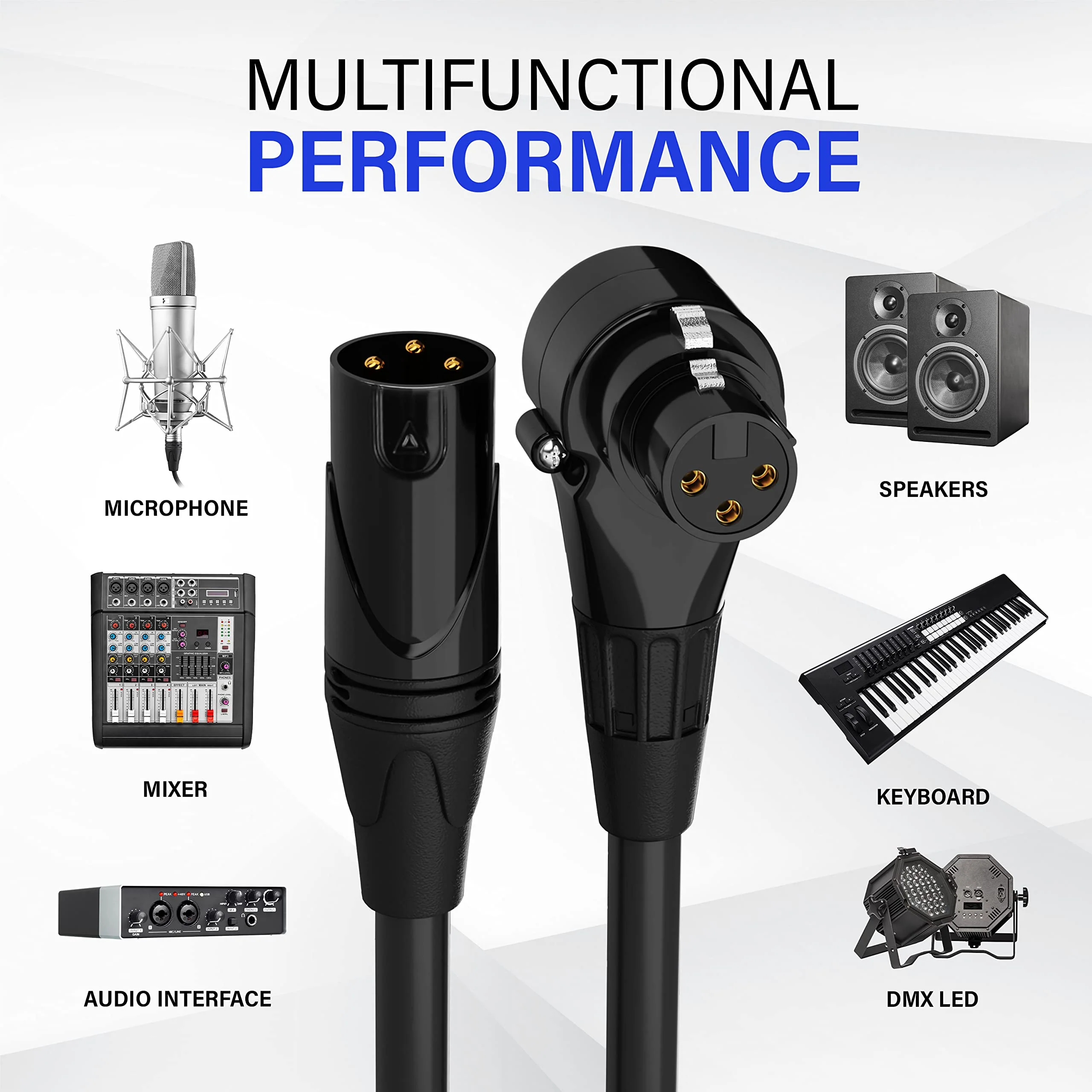 LyxPro 25 Feet Right Angle XLR Female to Male 3 Pin Mic Cord for Powered Speakers Audio Interface Professional Pro Audio Performance Camcorders DSLR Video Cameras and Recording Devices - Black 25 Ft. Angled Female - Image 6