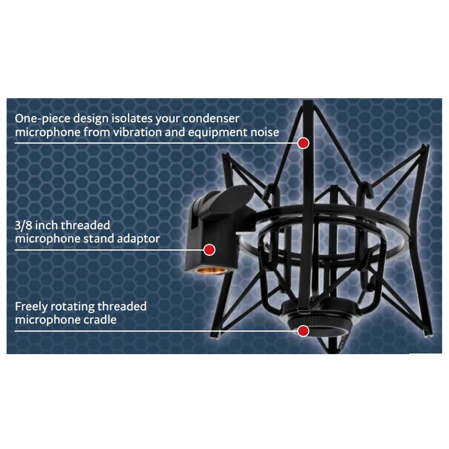 LyxPro MKS1-B Condenser Spider Microphone Shockmount, Anti Vibration and Isolation - Black - Image 6