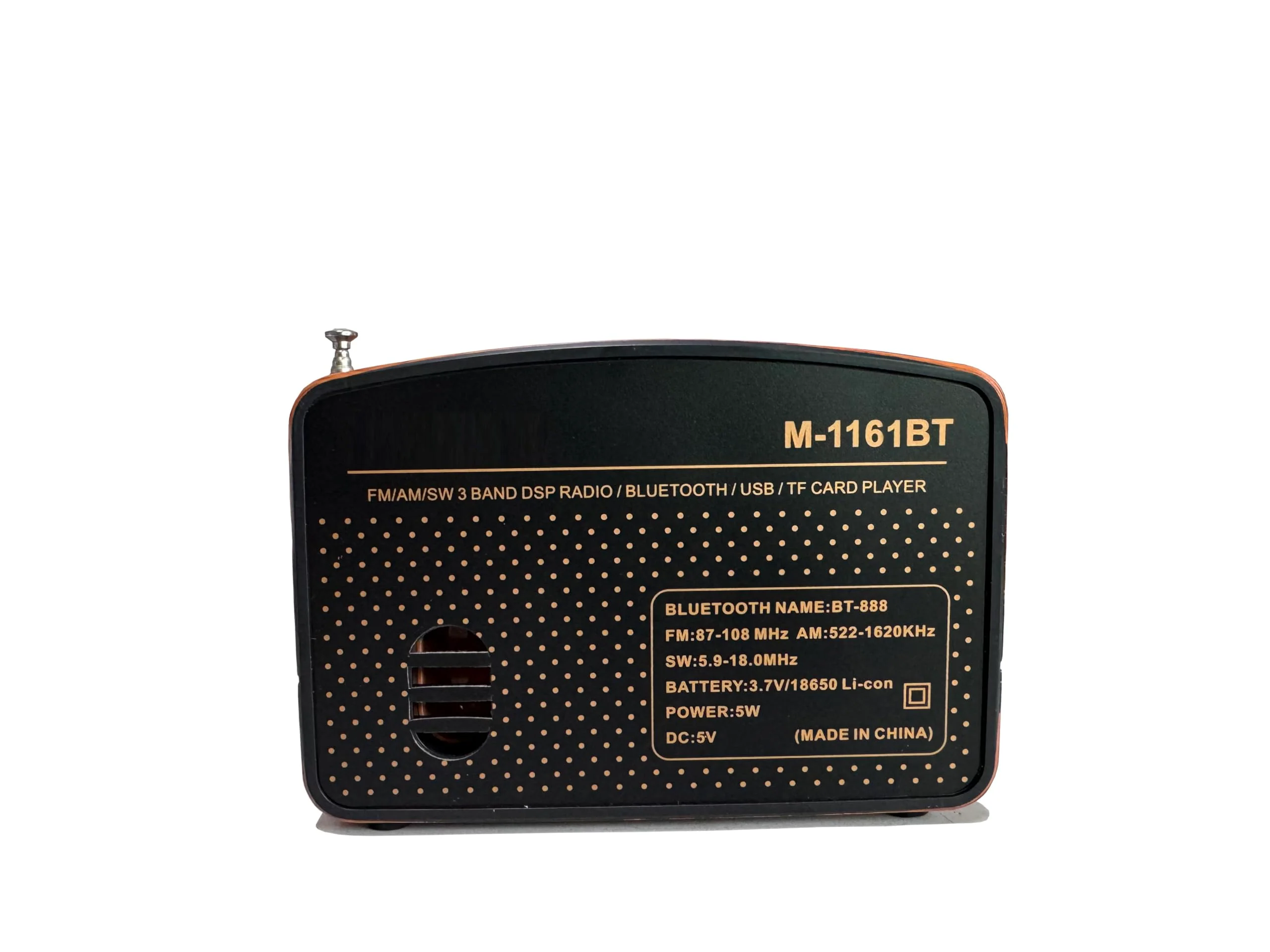 M-1161BT Portable Retro Radio FM AM SW, with Bluetooth, Rechargeable Battery, Support TF Card, USB Playing - Image 3