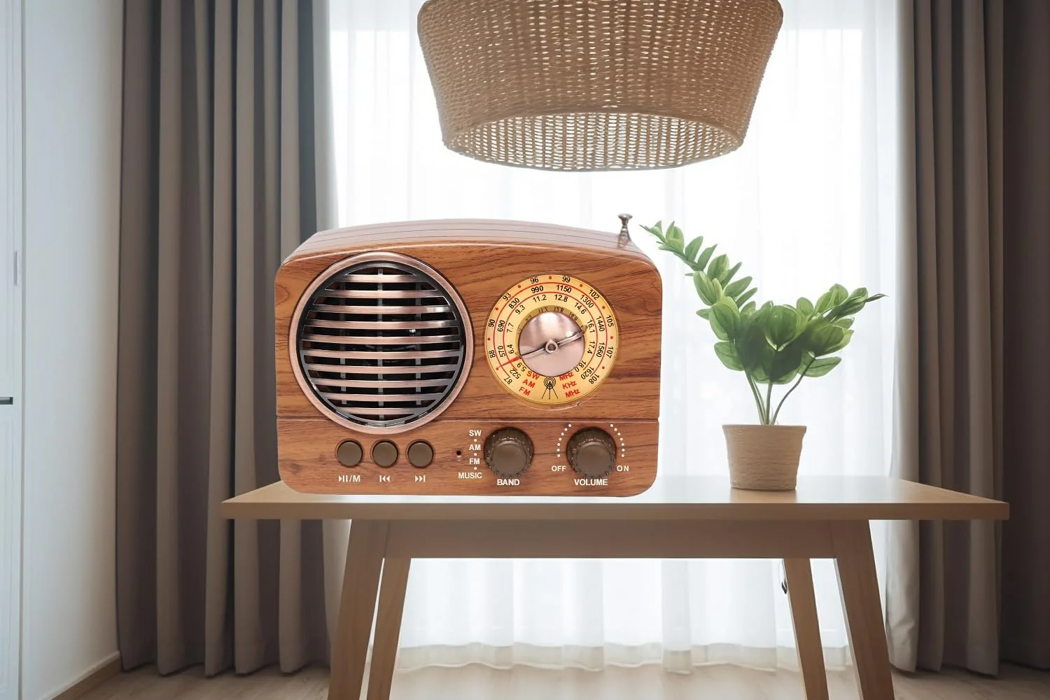 M-1161BT Portable Retro Radio FM AM SW, with Bluetooth, Rechargeable Battery, Support TF Card, USB Playing - Image 7