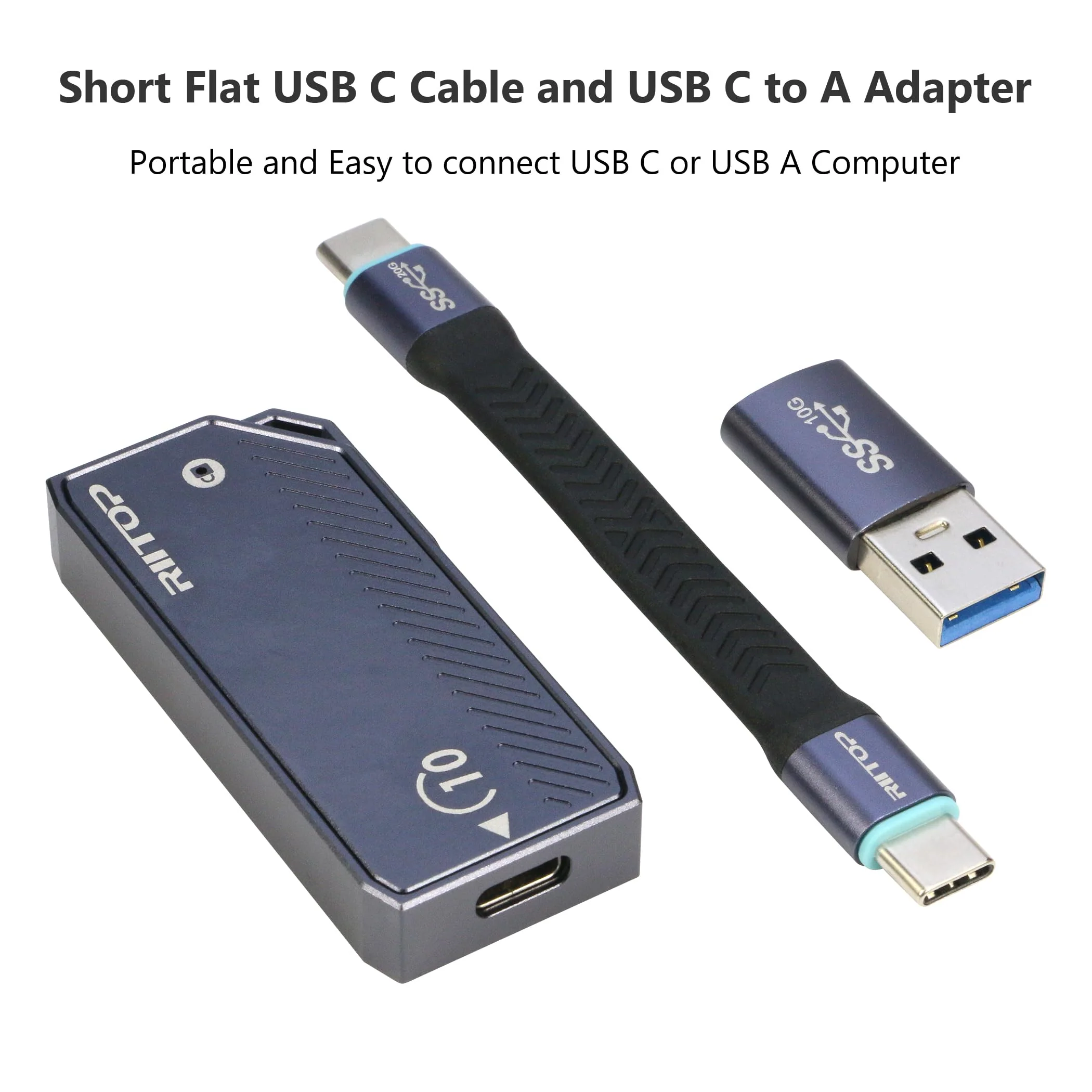 M.2 2230 Enclsoure 10Gbps, RIITOP Small M.2 NVMe to USB-C Reader with Aluminum Case for Both (M Key) NVMe and (B+M Key) SATA SSD only in Size 22x30mm - Image 3