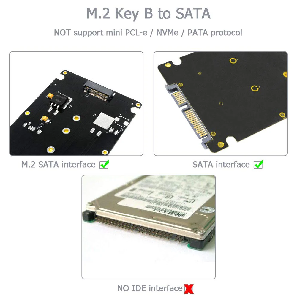 M.2 Adapter to 2.5 SATA Enclosure, B & M Key SATA Based NGFF SSD Converter to 2.5 Inch SATA 3.0 Card Support 2230 2242 2260 2280 Hard Drive with 7mm Case - Image 6
