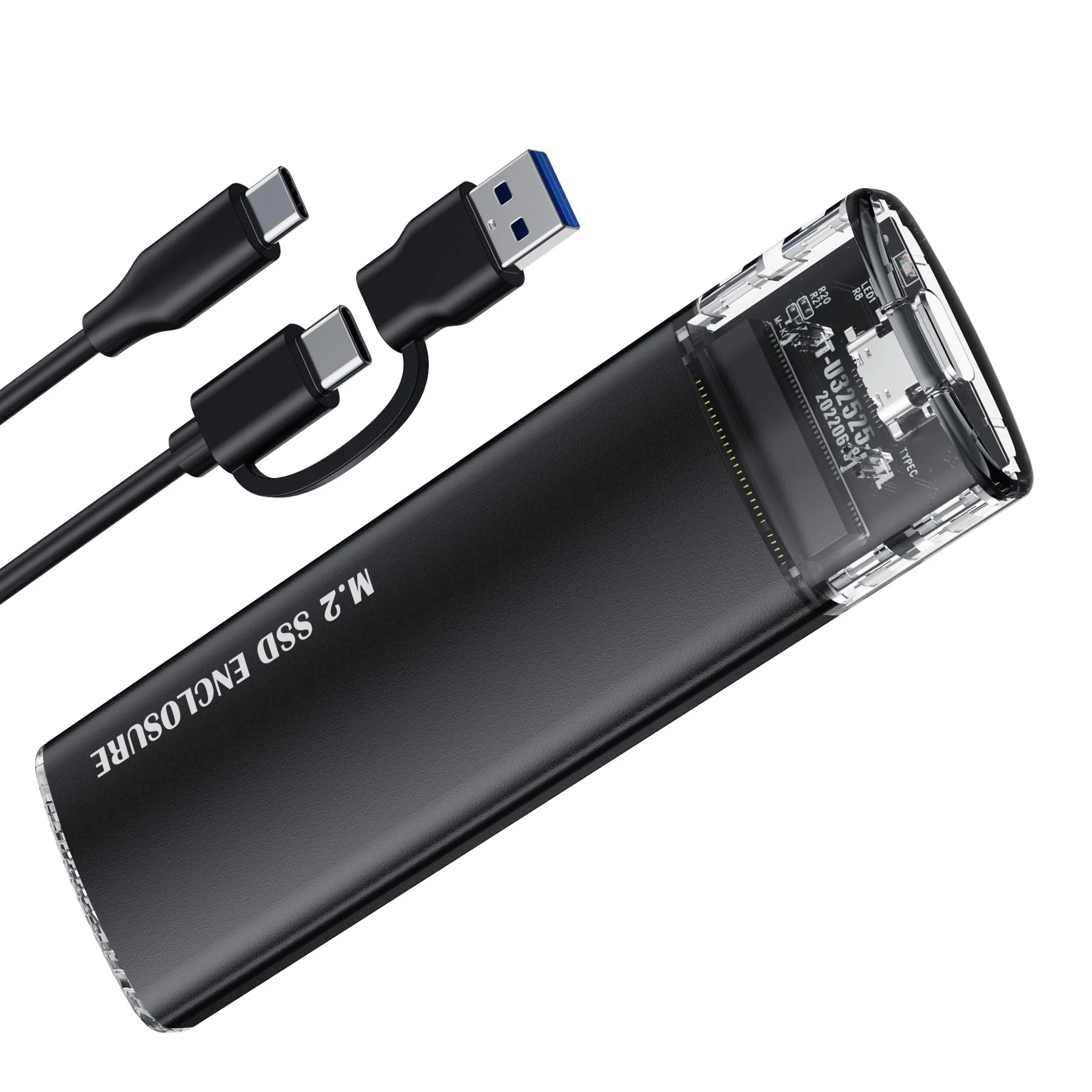 M.2 NVMe SATA SSD Enclosure, 10Gbps USB 3.1 GEN2 Support UASP Trim, Tool Free NVMe SATA SSD to USB-C Adapter Case for 2242/2260/2280 - Image 6