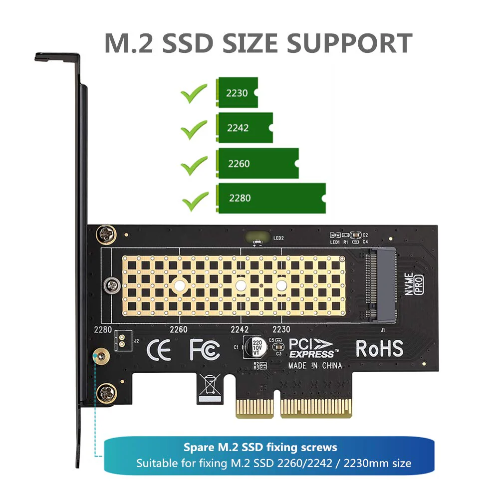 M.2 NVME to PCIe 3.0 x4 Adapter with Aluminum Heatsink Solution - Image 4