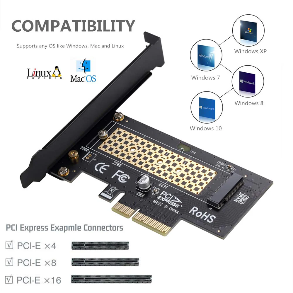 M.2 NVME to PCIe 3.0 x4 Adapter with Aluminum Heatsink Solution - Image 5