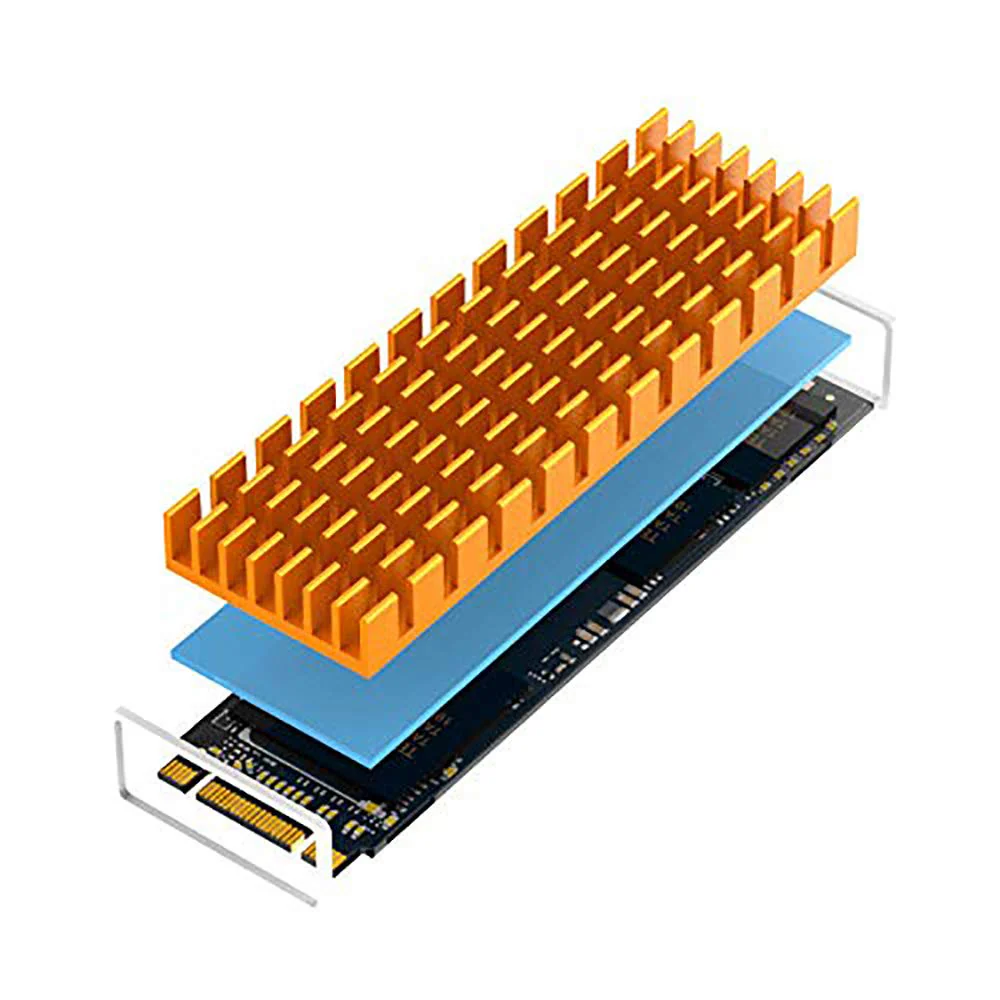 M.2 SSD Heatsink with Thermal Conductive Adhesive Film Anti Thermal Bleed Heatsink Heatsink CPU IC Chip Circuit Board for LED Amplifier Aluminum 70mm×22mm×6mm (2pcs, Gold) - Image 2