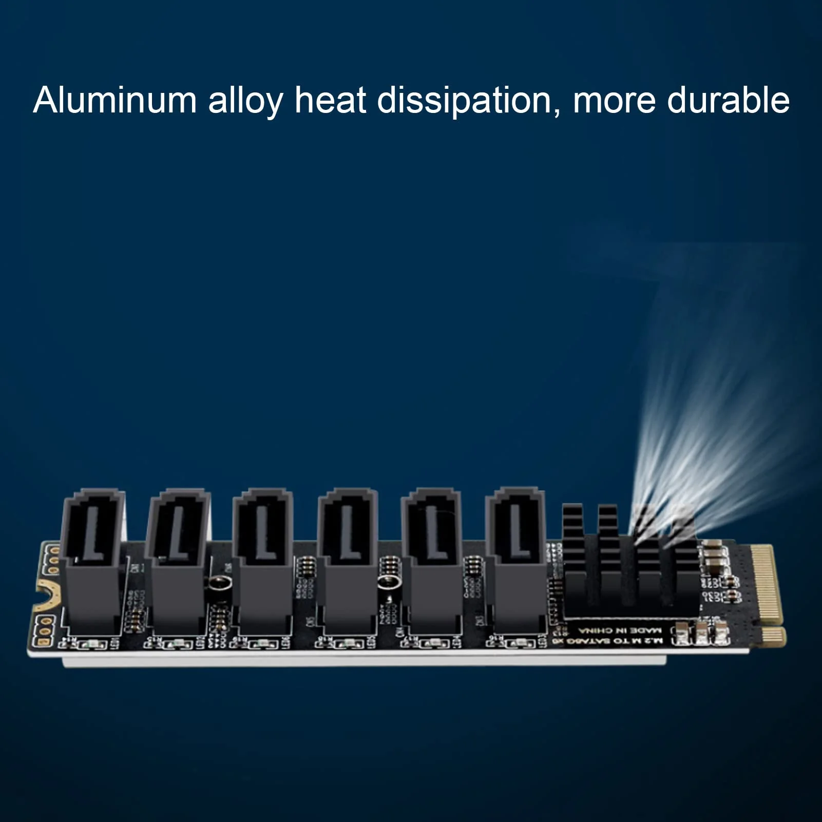 M.2 to SATA3.0 Adapter Card, M.2 M EKY PCIE3.0 to SATA Adapter Card, ASM1166 6Gbps 6 Port Expansion Interface Card with Smart Indicator - Image 3
