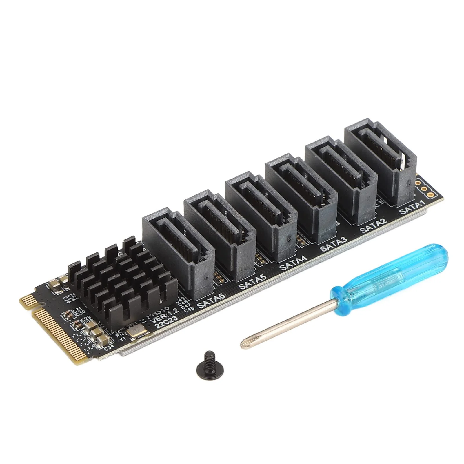M.2 to SATA3.0 Adapter Card, M.2 M EKY PCIE3.0 to SATA Adapter Card, ASM1166 6Gbps 6 Port Expansion Interface Card with Smart Indicator - Image 6