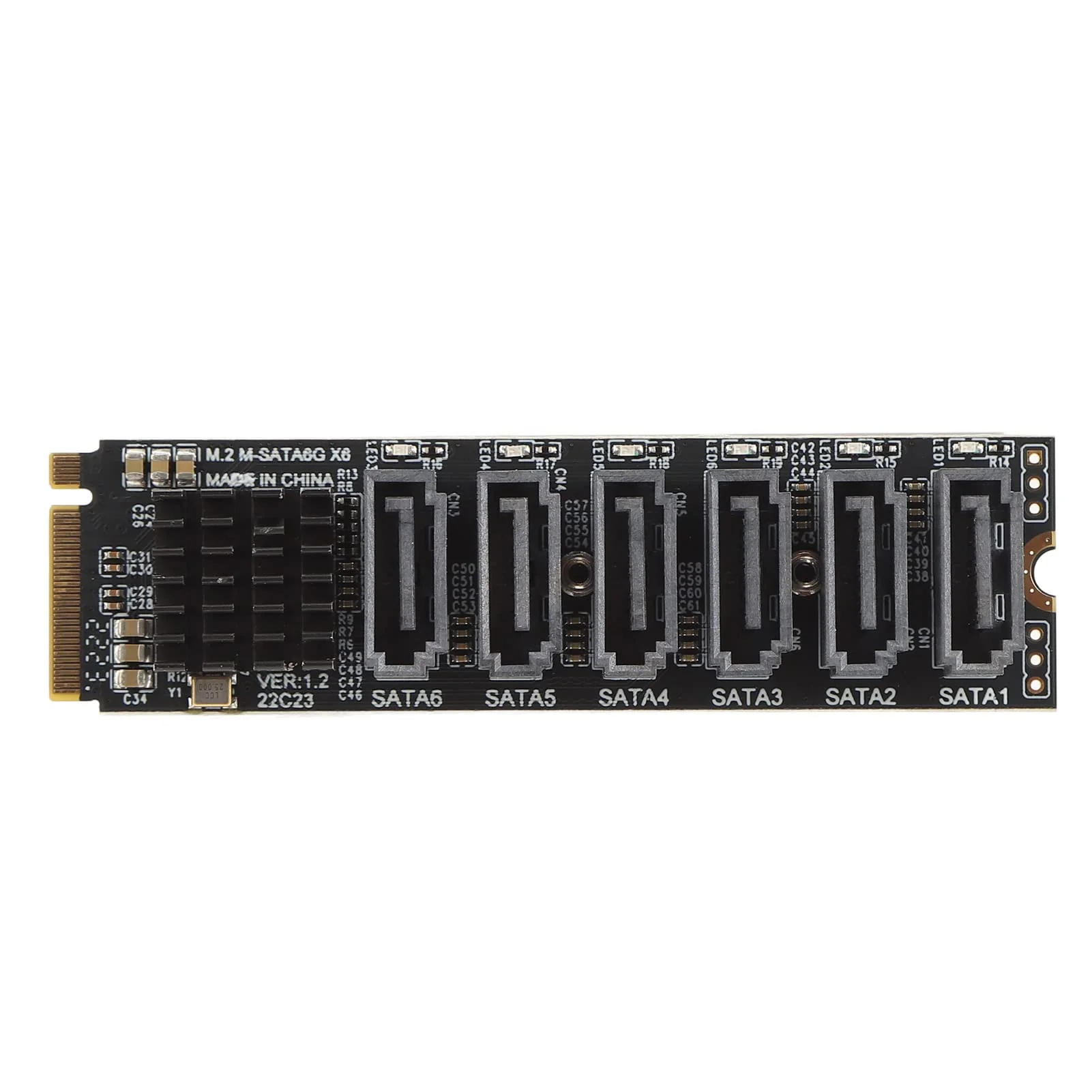 M.2 to SATA3.0 Adapter Card, M.2 M EKY PCIE3.0 to SATA Adapter Card, ASM1166 6Gbps 6 Port Expansion Interface Card with Smart Indicator - Image 8