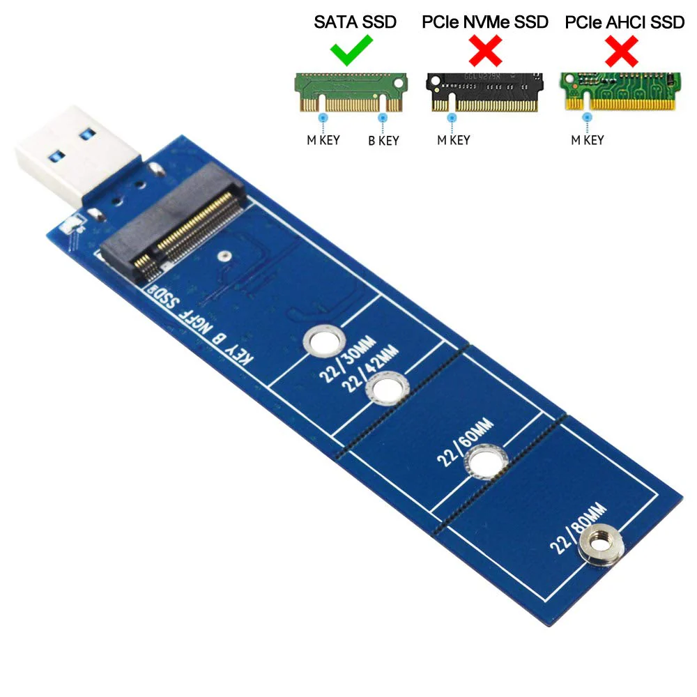 M.2 to USB Adapter, B Key M.2 SSD Adapter USB 3.0 (No Cable Needed), USB to 2280 M2 SSD Drive Adapter, NGFF Converter SSD Reader Card - Image 2