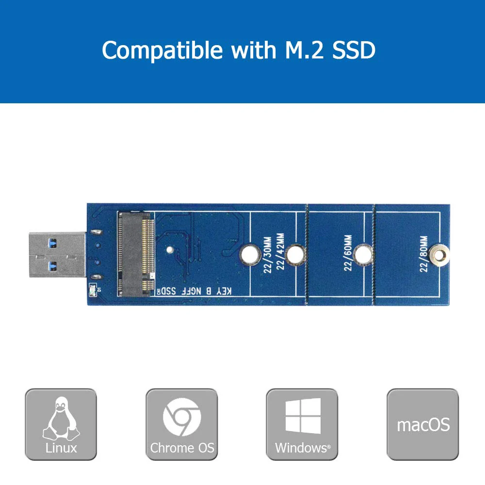 M.2 to USB Adapter, B Key M.2 SSD Adapter USB 3.0 (No Cable Needed), USB to 2280 M2 SSD Drive Adapter, NGFF Converter SSD Reader Card - Image 5