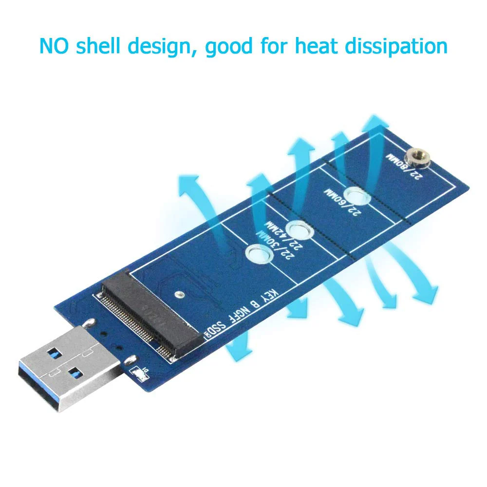 M.2 to USB Adapter, B Key M.2 SSD Adapter USB 3.0 (No Cable Needed), USB to 2280 M2 SSD Drive Adapter, NGFF Converter SSD Reader Card - Image 8