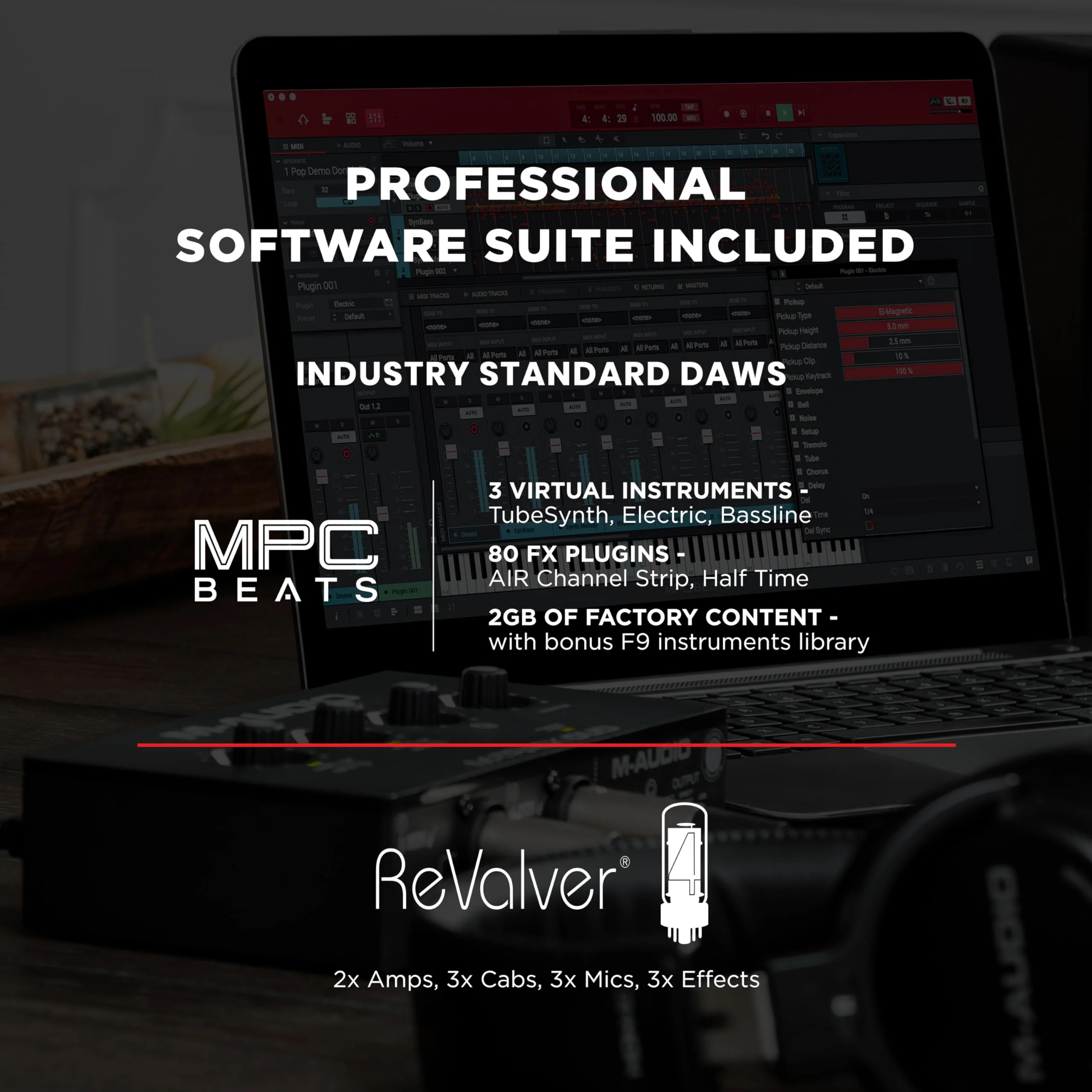 M-AUDIO M-Track Duo USB Audio Interface for Recording, Streaming and Podcasting with Dual XLR, Line and DI Inputs, plus a Software Suite Included Interface Only - Image 6