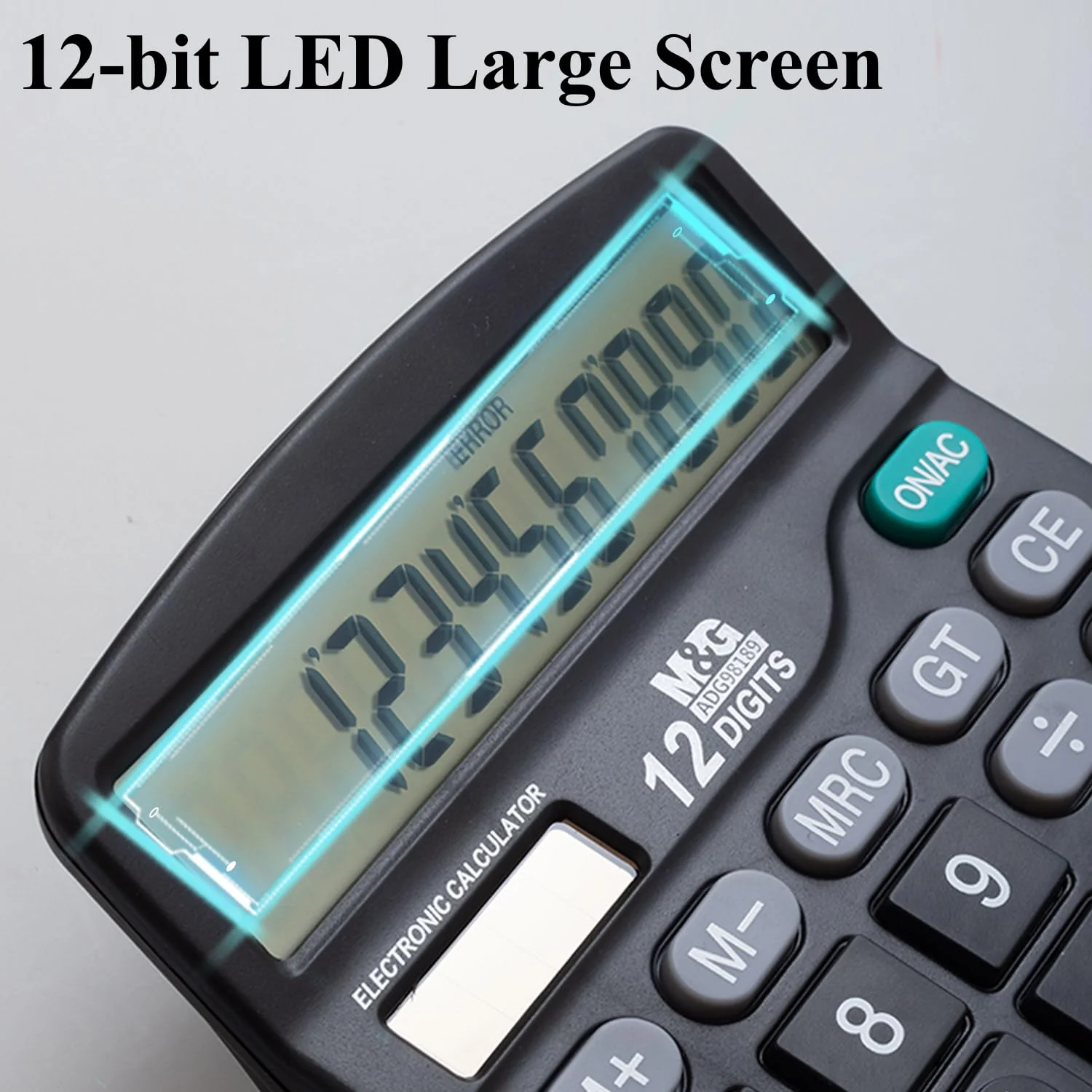 M&G Desk Calculator 12 Digit Office Calculators with Large LCD Display, Dual Solar Power and Battery, Recessed Big Button Calculator for Office Home School (Black) Basic - Image 2