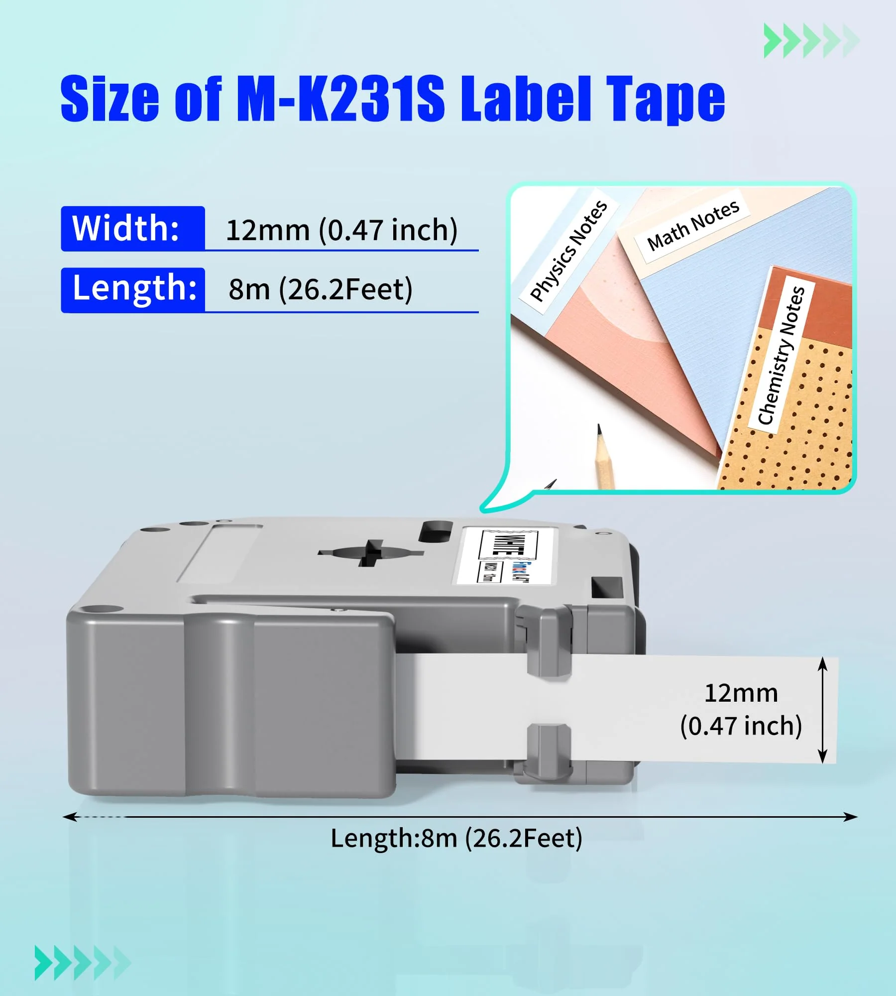 M-K231 Replacement for Brother M Tape 12mm 0.47'' White, M-K231s MK231s M231 Label Tape Replace for Brother PTouch PT-M95, PT-90, PT-70, PT-65, PT-60, PT-45 Label Maker Refills, 3 Pack - Image 3