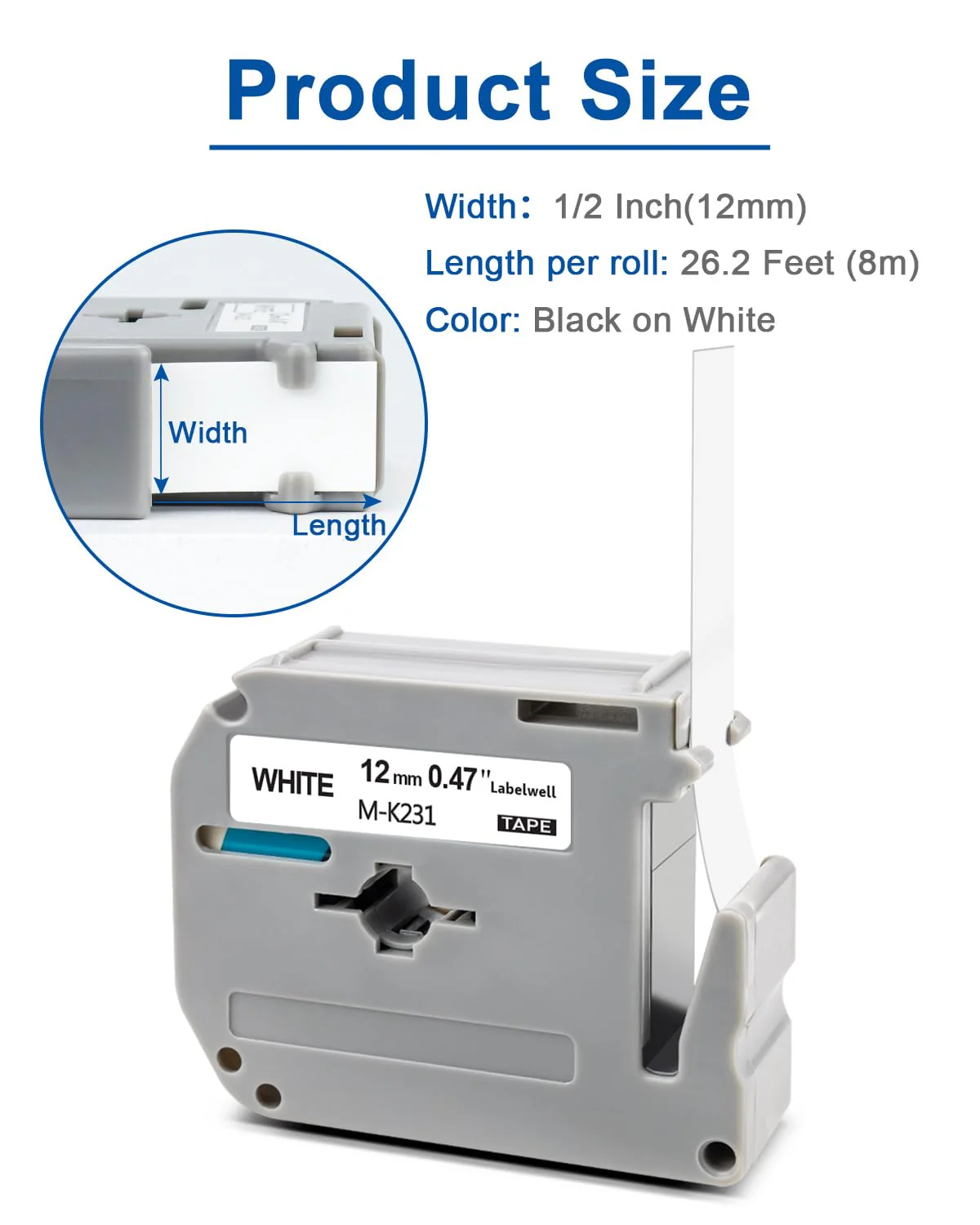 M-K231 Tape Replacement for M-K231s Brother Label Tape 12mm 0.47 Inch MK231 M231 MK231s Work with PTouch PT-M95 PTM95 PT-65 PT-45 PT-70BM PT-80 Label Maker (4-Pack, Black on White) 4 - Image 2