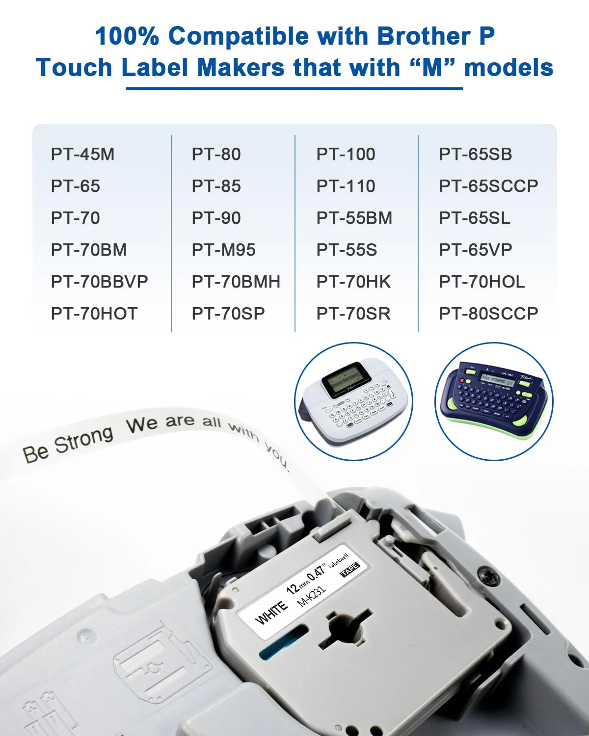 M-K231 Tape Replacement for M-K231s Brother Label Tape 12mm 0.47 Inch MK231 M231 MK231s Work with PTouch PT-M95 PTM95 PT-65 PT-45 PT-70BM PT-80 Label Maker (4-Pack, Black on White) 4 - Image 3